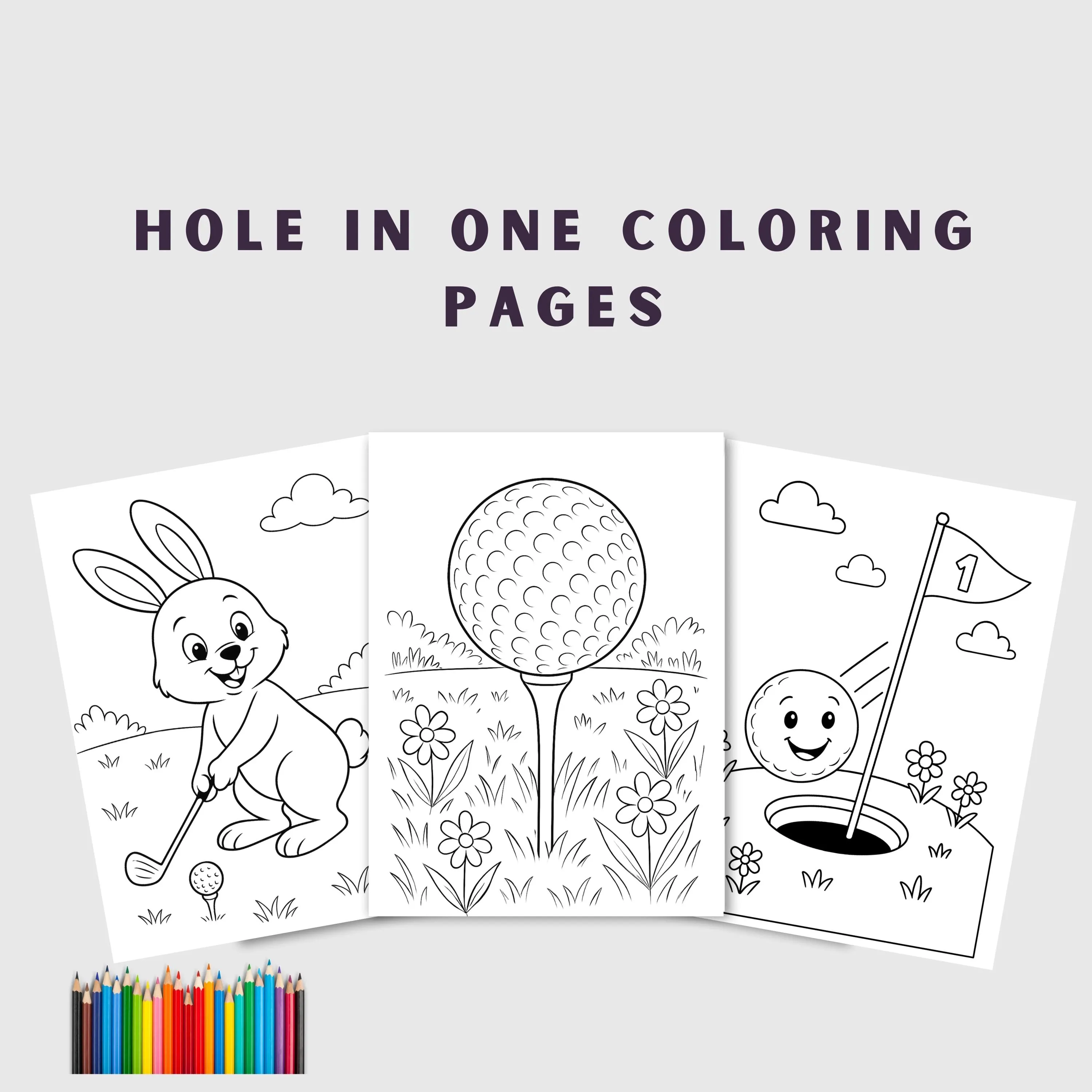 Hole in One Birthday Coloring Pages, 11 Printable Golf Party Activity Sheets, PDF Download - image 3