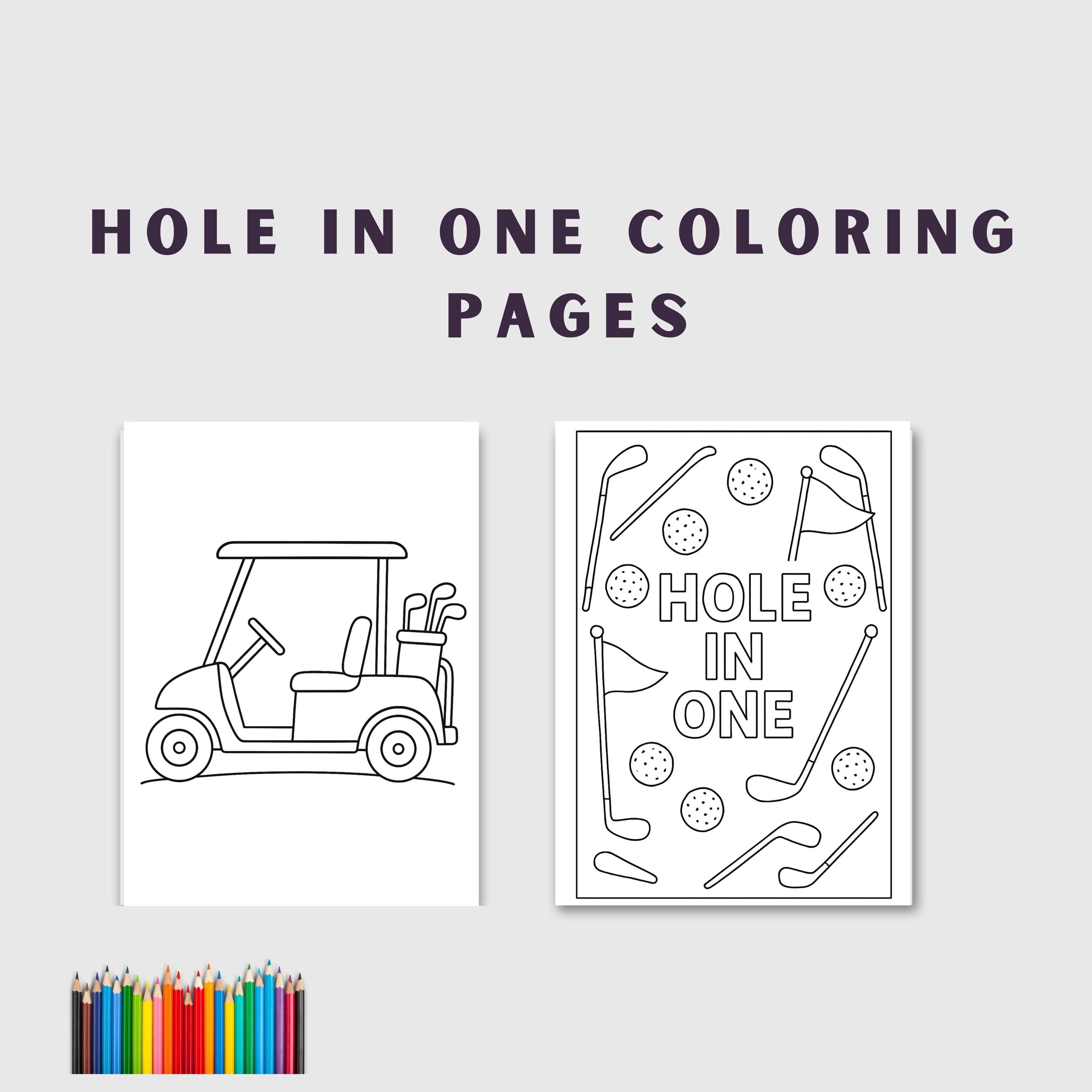 Hole in One Birthday Coloring Pages, 11 Printable Golf Party Activity Sheets, PDF Download - image 4