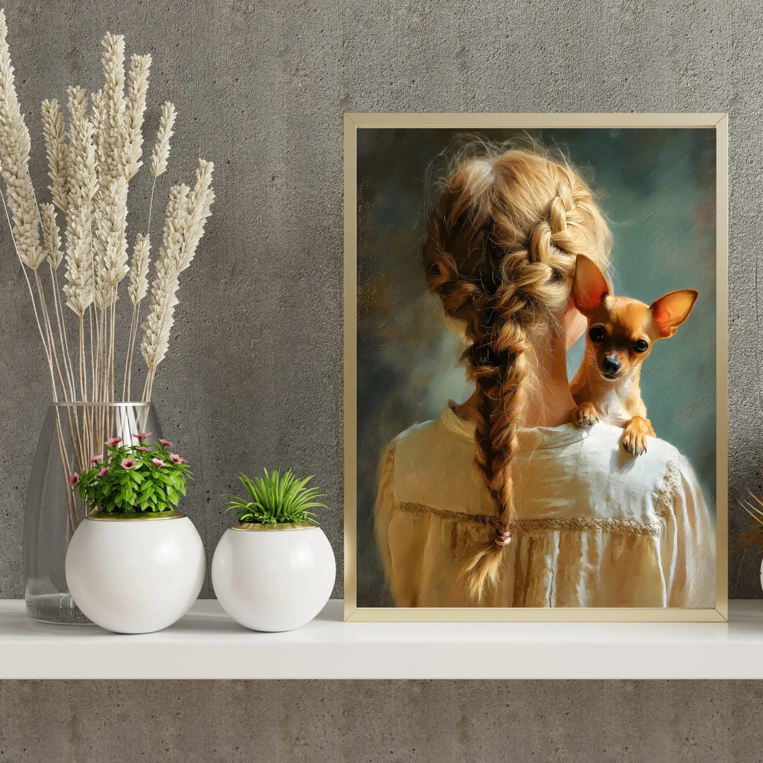 Chihuahua Art Print | Vintage Oil Painting Woman And Dog Wall Art | Digital Download - image 3