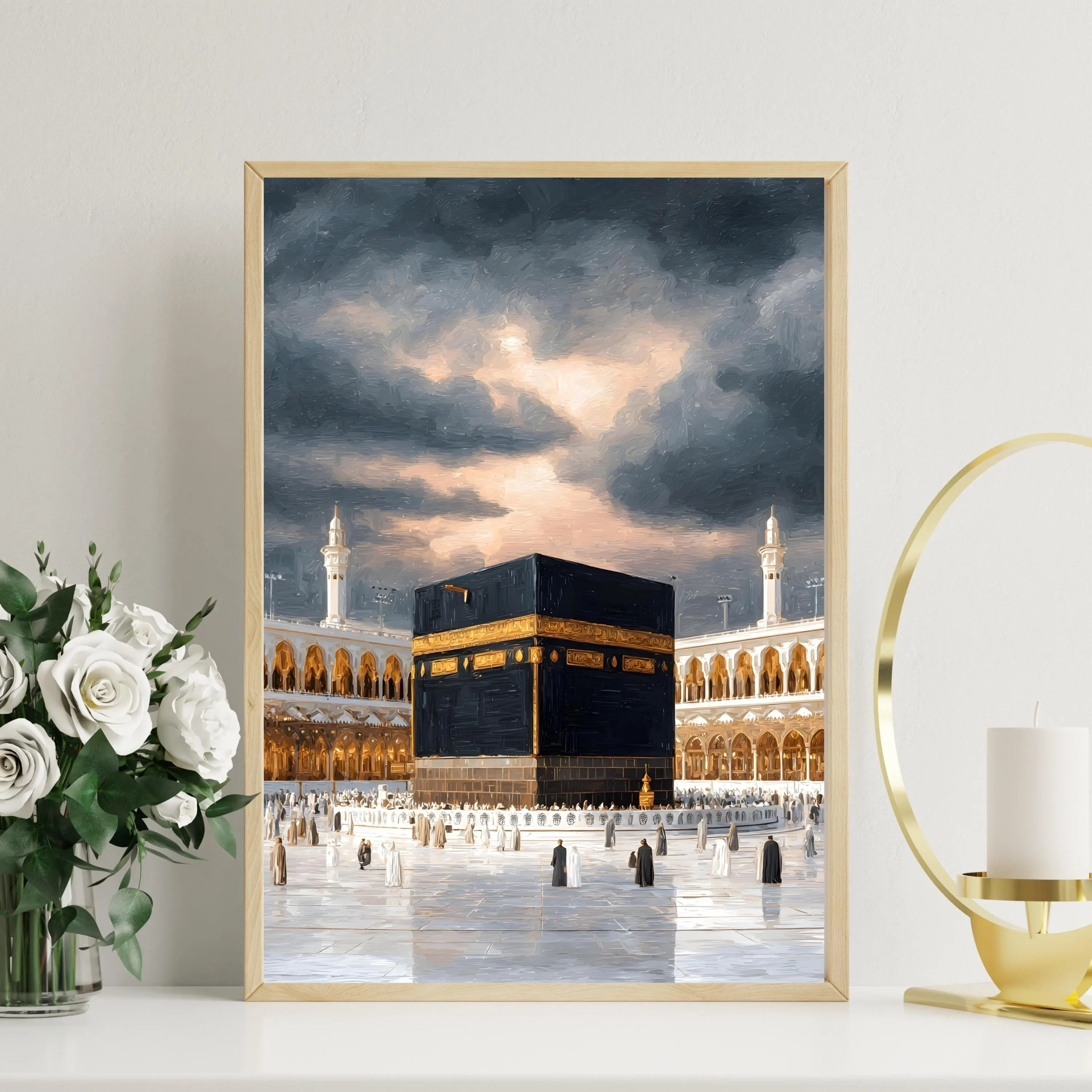 Kaaba Oil Painting Printable, Mecca Wall Art, Islamic Home Decor, Instant Download PDF - image 4