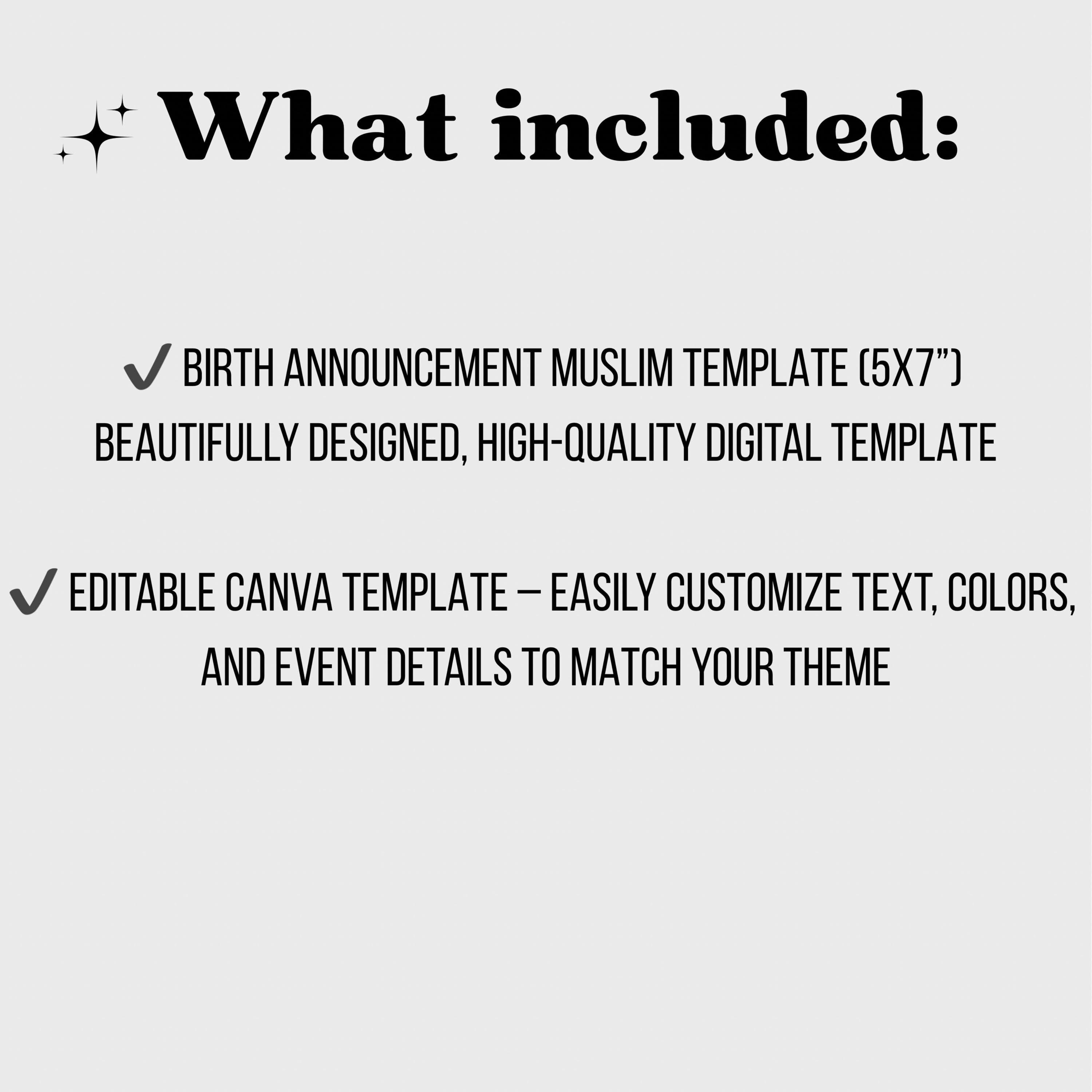 Muslim Birth Card Baby Boy, islamic Newborn, editable on Canva, Instant Dowload - image 2