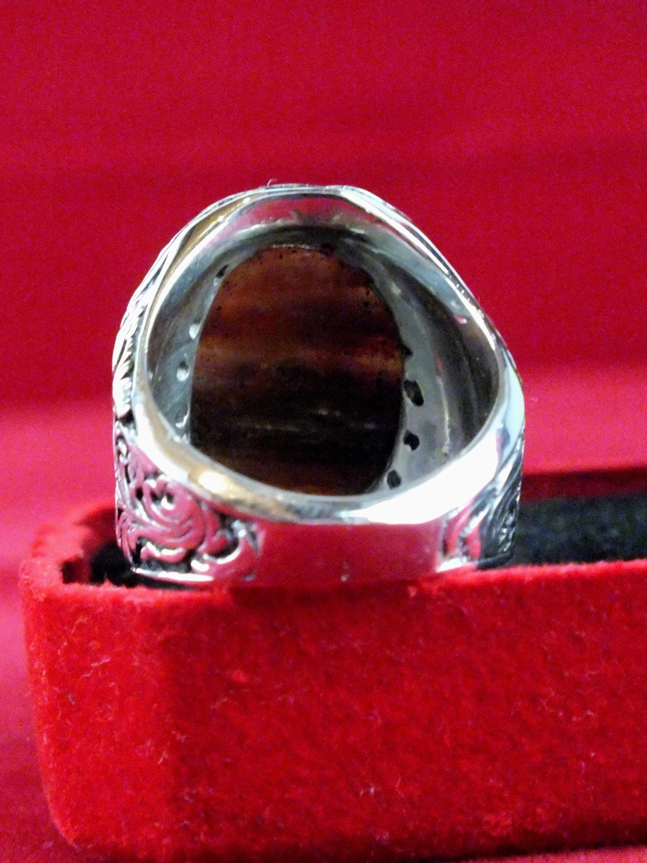 Handmade Yemeni Agate Ring, 999 Sterling Silver, Size 9 - image 2
