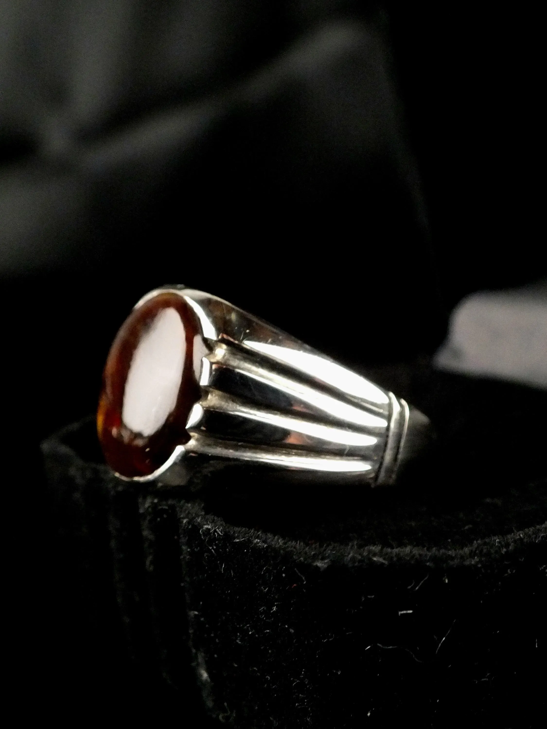 Handmade 970 Silver Mexican Fire Agate Ring, Size 9 - image 5