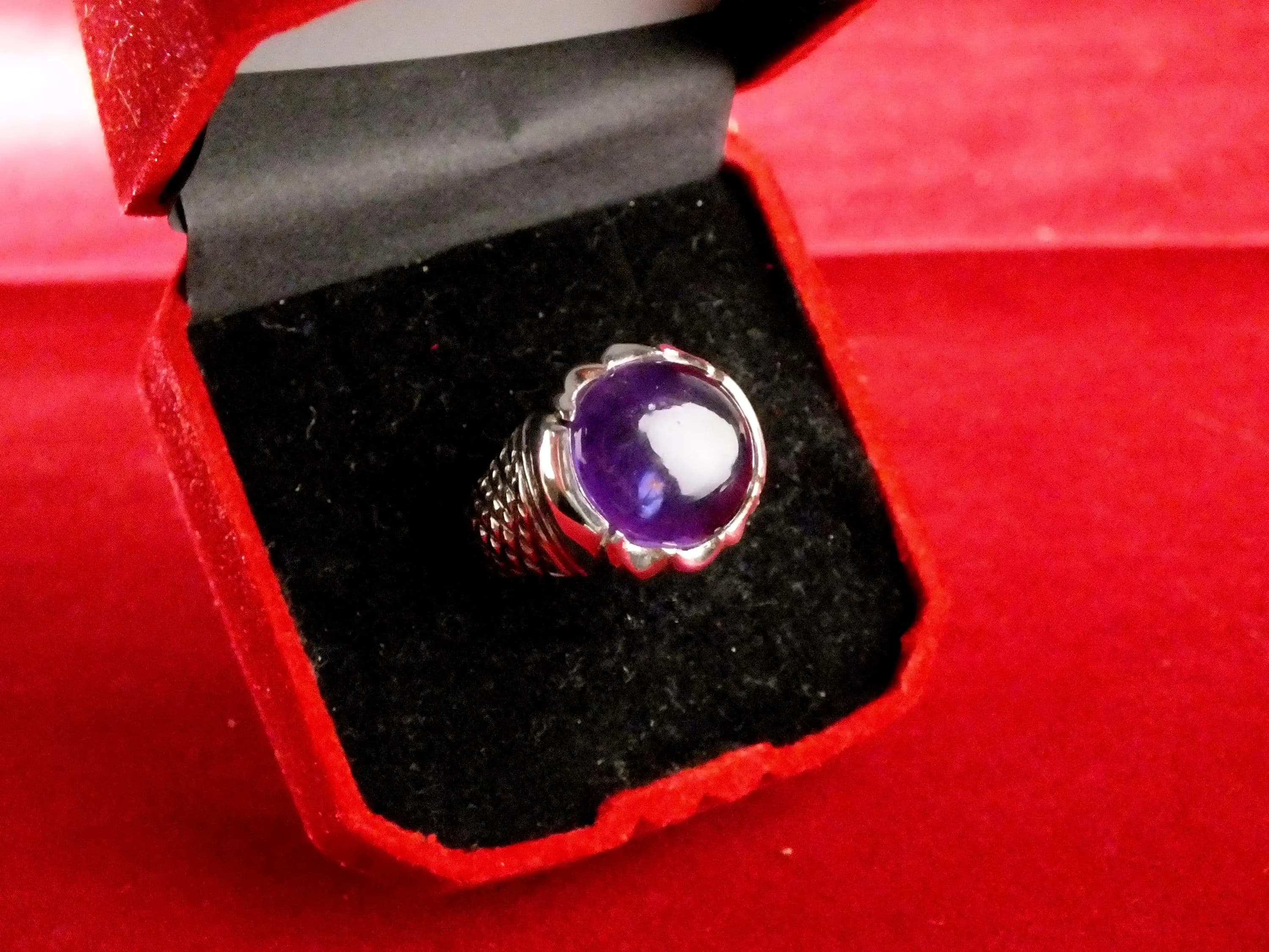 Handmade 990 Sterling Silver Amethyst Ring, Size 9 - image 3