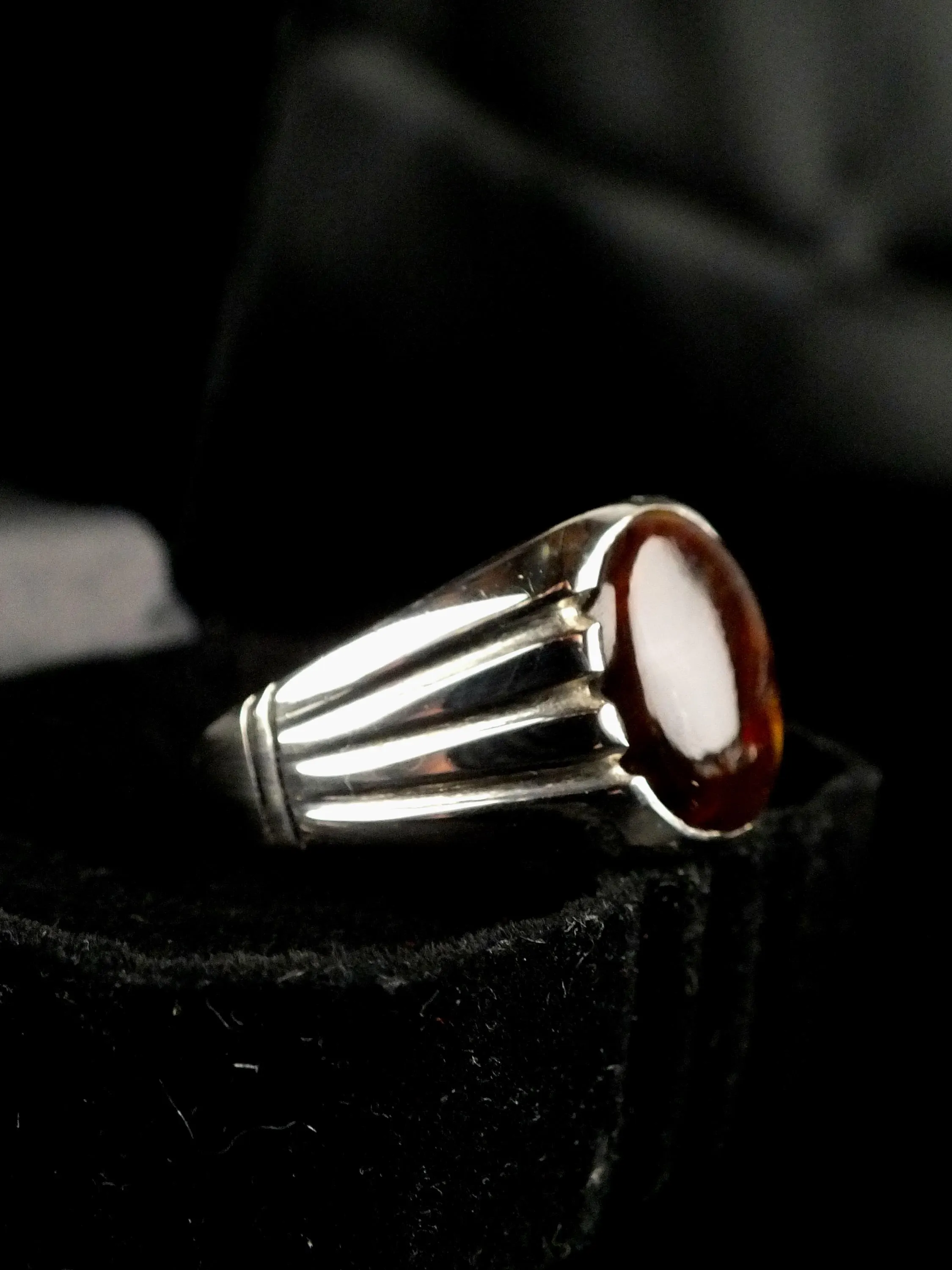 Handmade 970 Silver Mexican Fire Agate Ring, Size 9 - image 4