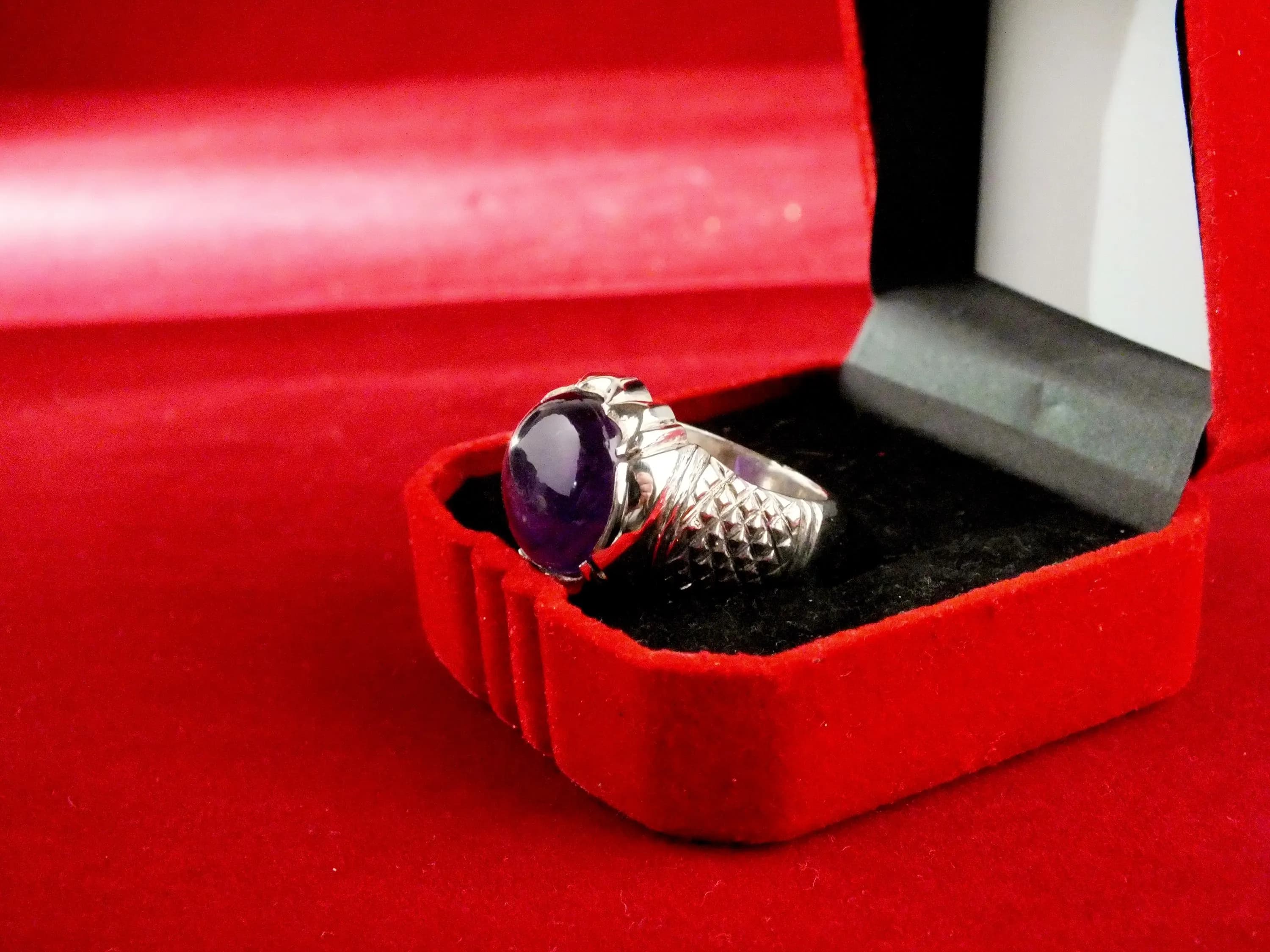 Handmade 990 Sterling Silver Amethyst Ring, Size 9 - image 5