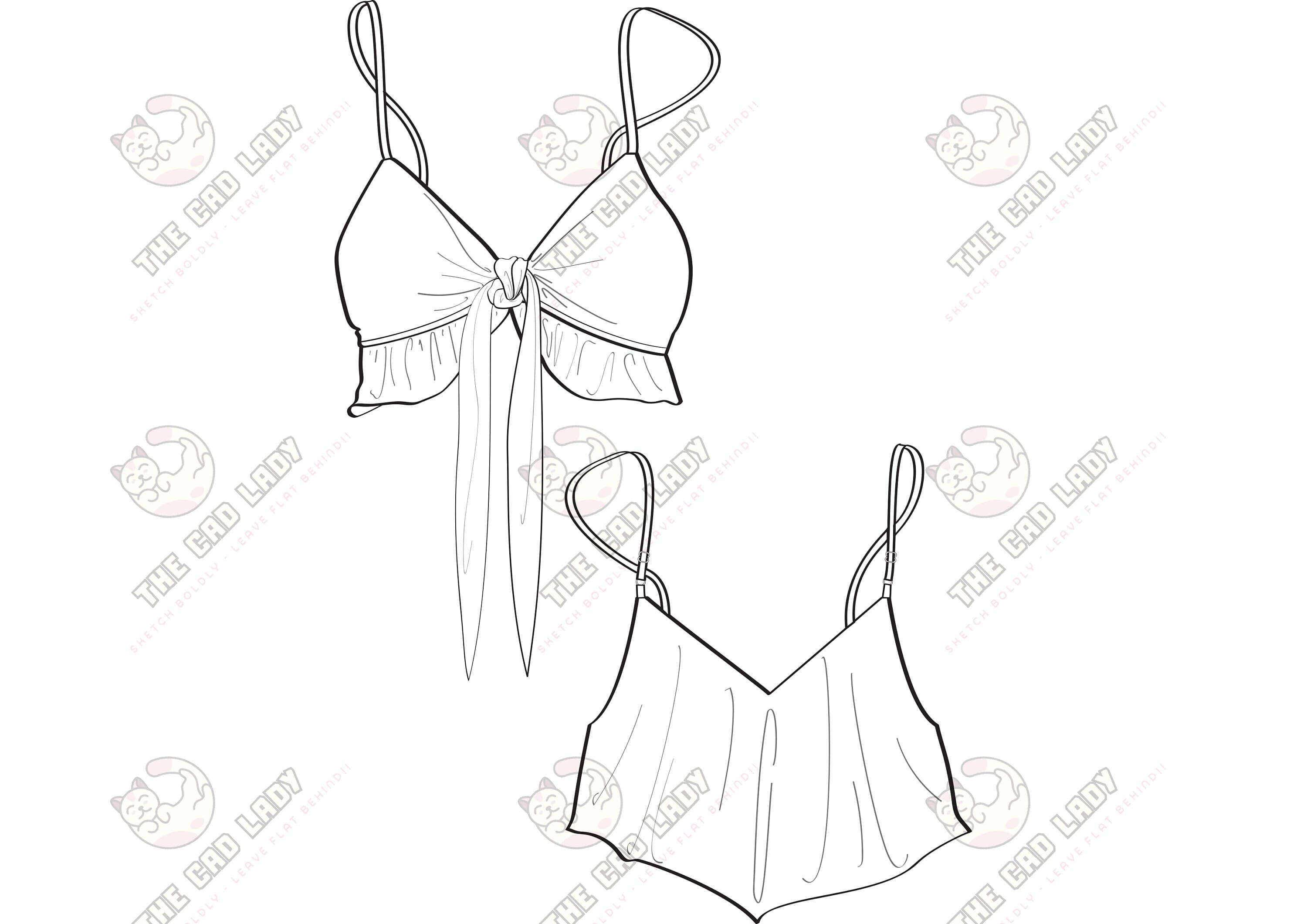 Fashion Cami Sketch Template – Vector Design (ai, png, pdf) Digital Download