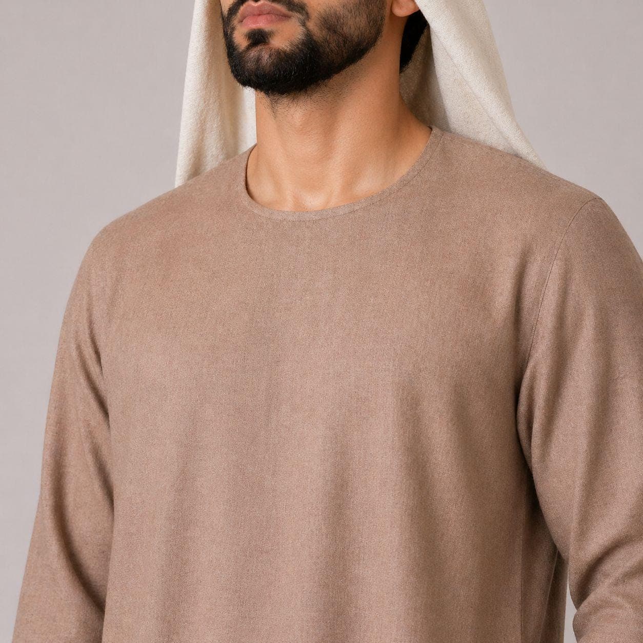 Belgian Linen Men's Thobe - Cappuccino Color - Islamic Kurta - Ethnic Kaftan - Wedding Thobe Men - image 4