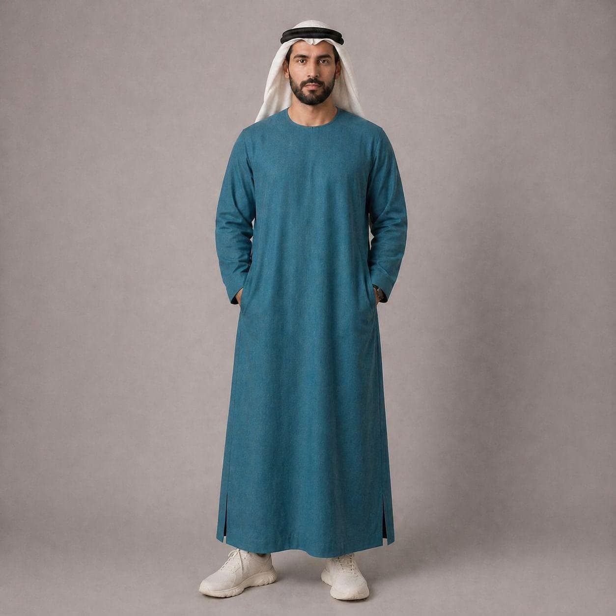 Belgian Linen Men's Thobe - Wave Color - Eco Linen Clothing - Natural Fabric Kaftan - Relaxed Fit