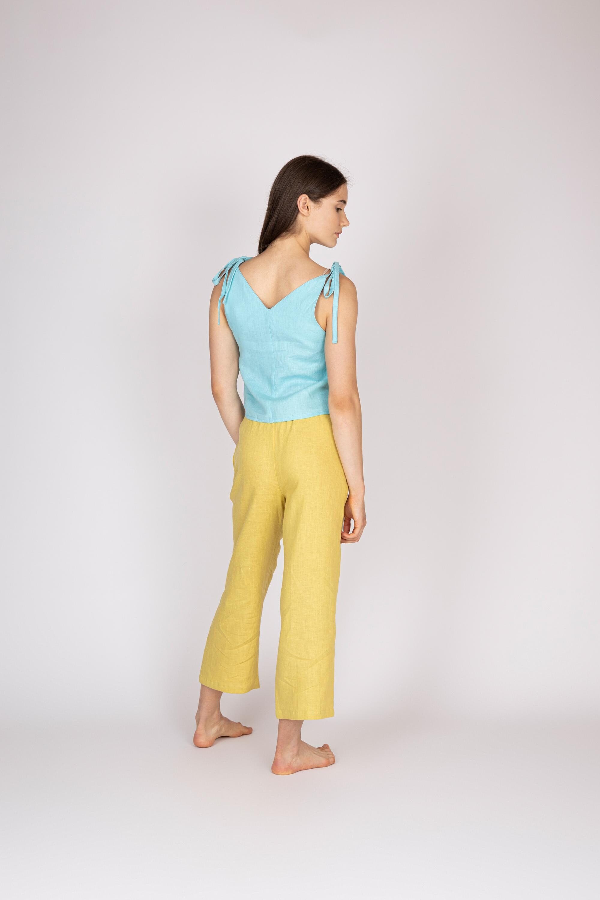 Belgian Linen Girls' Top - Sleeveless Crop Top for Teens - Just Tops - 30 Colors - image 4