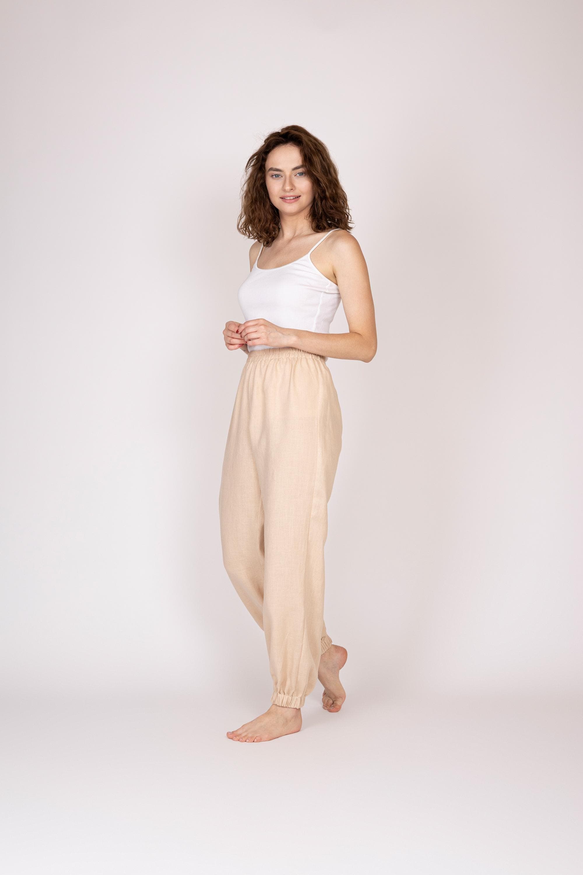Belgian Linen Women's Aladdin Pants - Lounge Trousers - Balloons Style Pants - 30 Colors - image 3