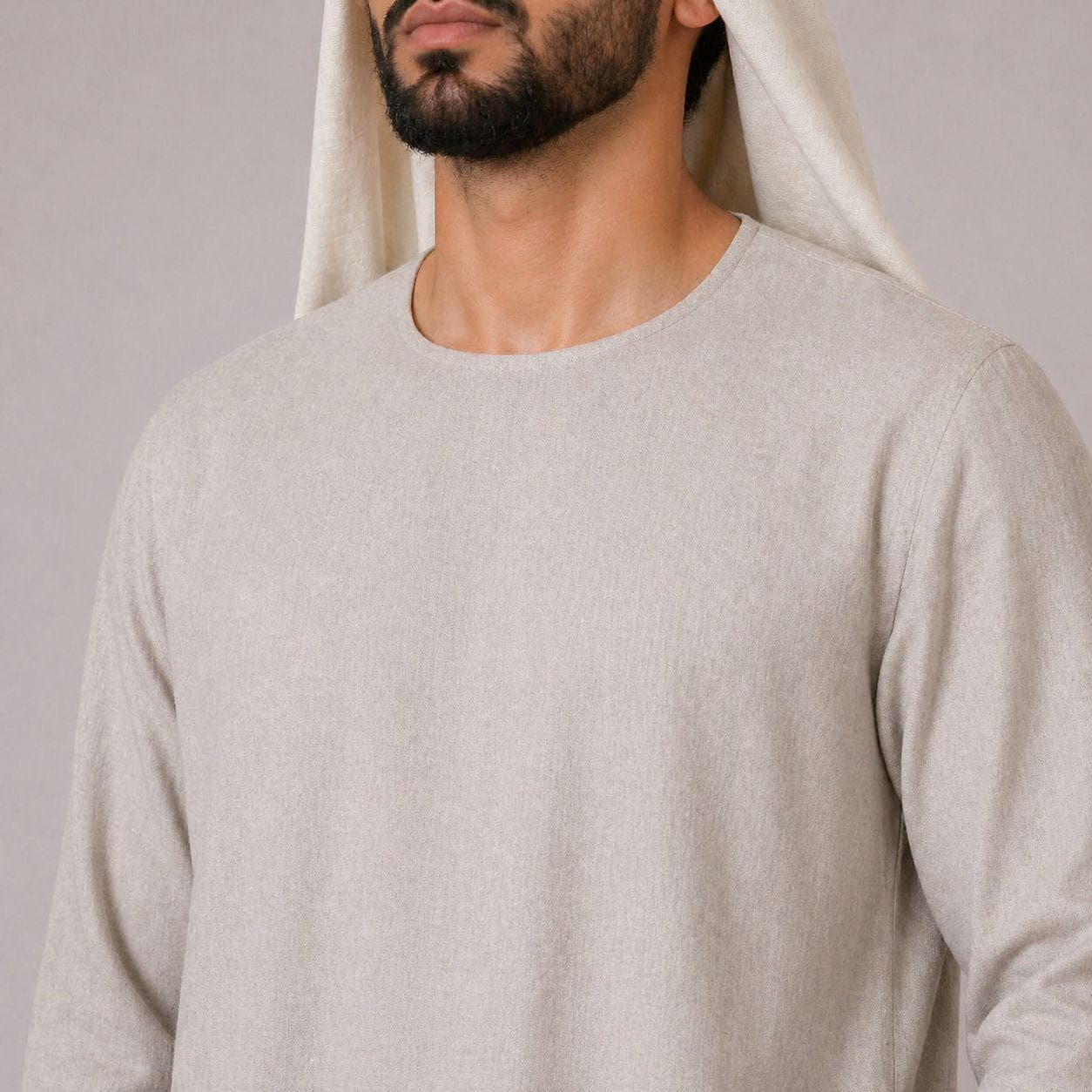Belgian Linen Men's Thobe - Smoke Color - Linen Jubbah - Lightweight Thobes - Modest Menswear - Men Abaya - image 4