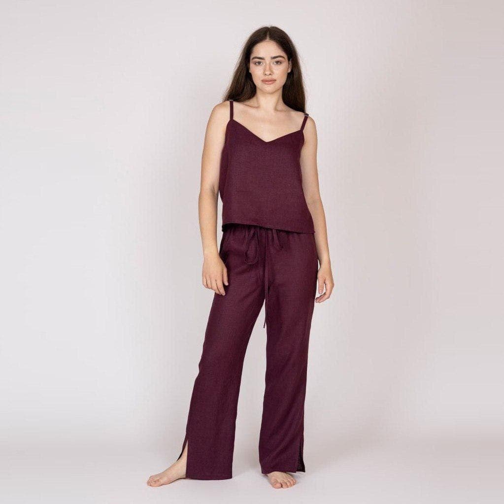 Belgian Linen Women's Casual Set - Flax Matching Top & Bottom Girls - Modern Design - 30 Colors