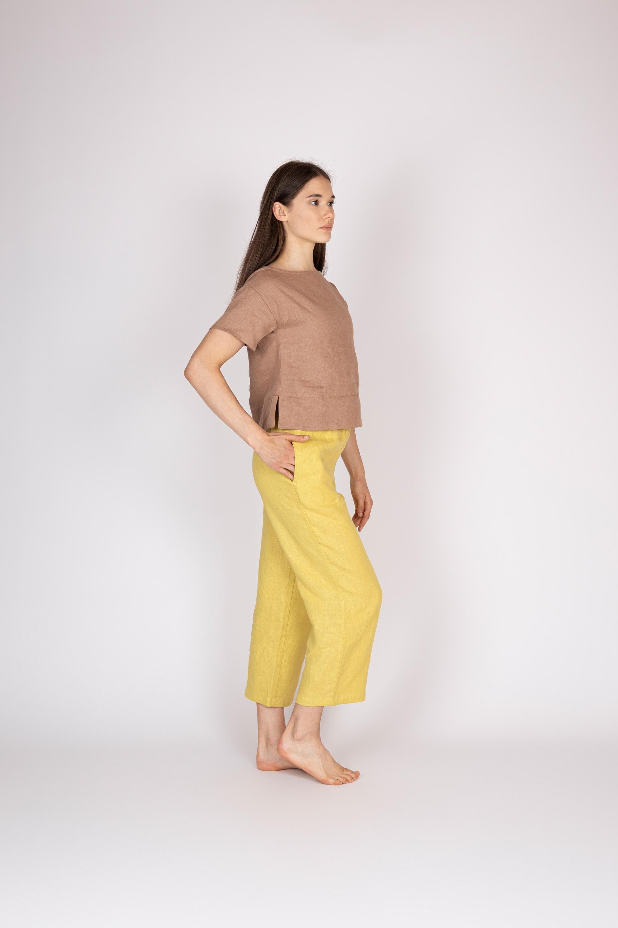 Belgian Linen Girls' Basic Top - OEKO TEX Certified Flax - Simple Design Fit - 30 Colors - image 3