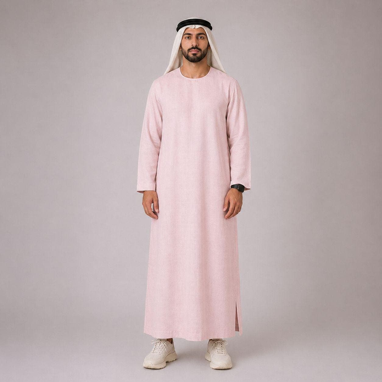 Belgian Linen Men's Kaftan - Pink Abaya for Man - Beach Thobe  - Casual Jubba - 30 Colors