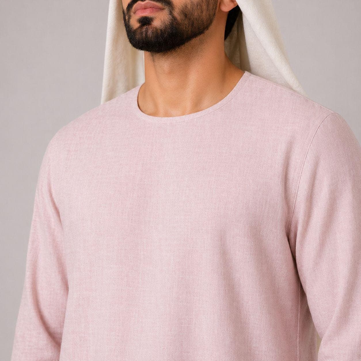 Belgian Linen Men's Thobe - Pastel Color - Linen Islamic Wear - Luxury Dubai Menswear - Natural Kaftan - image 4