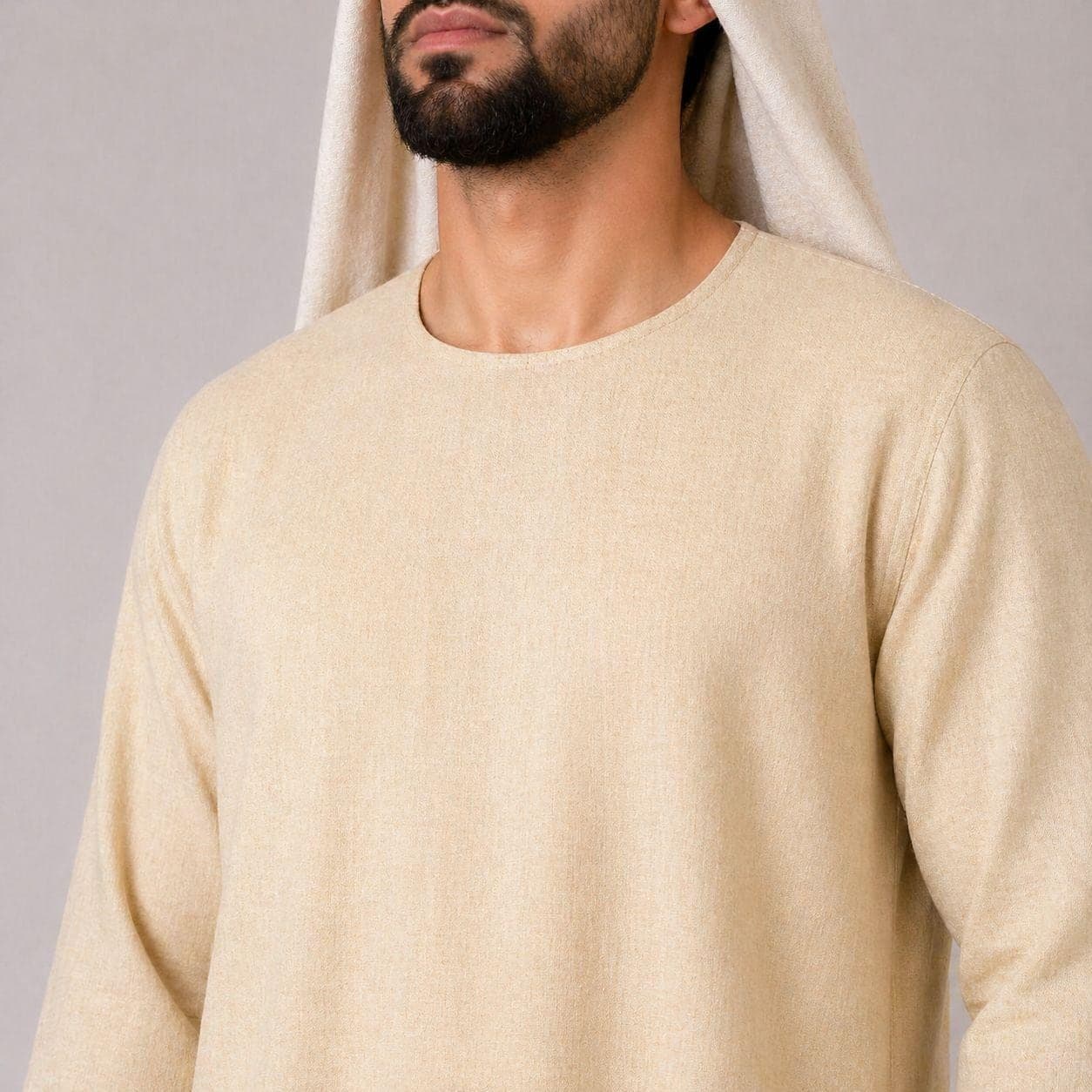 Belgian Linen Men's Thobe - Sand Color - Classic Kaftan - Desert Menswear - Luxury Kurtas for Men - image 5