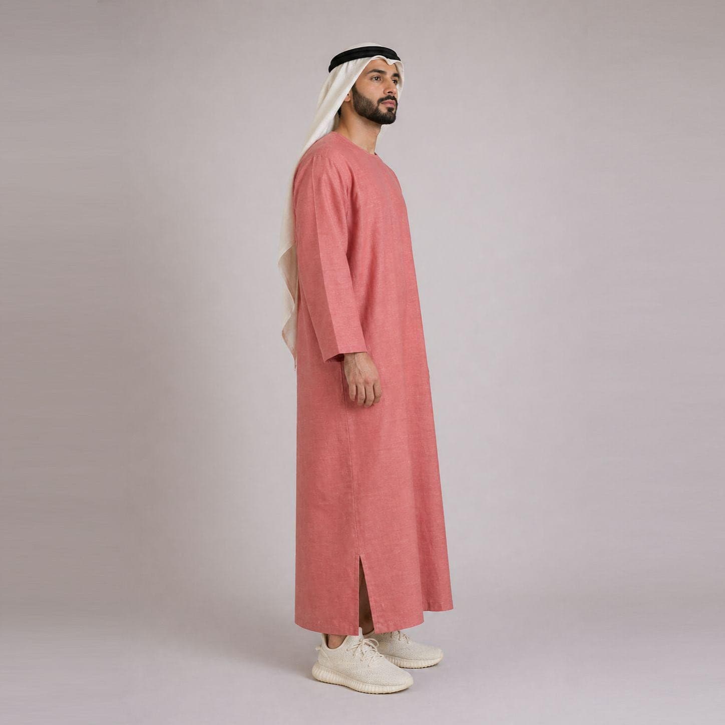 Belgian Linen Men's Thobe - Rose Color - Linen Kandura - Ramadan Clothing - Casual Kaftan - Arabian Abaya - image 3