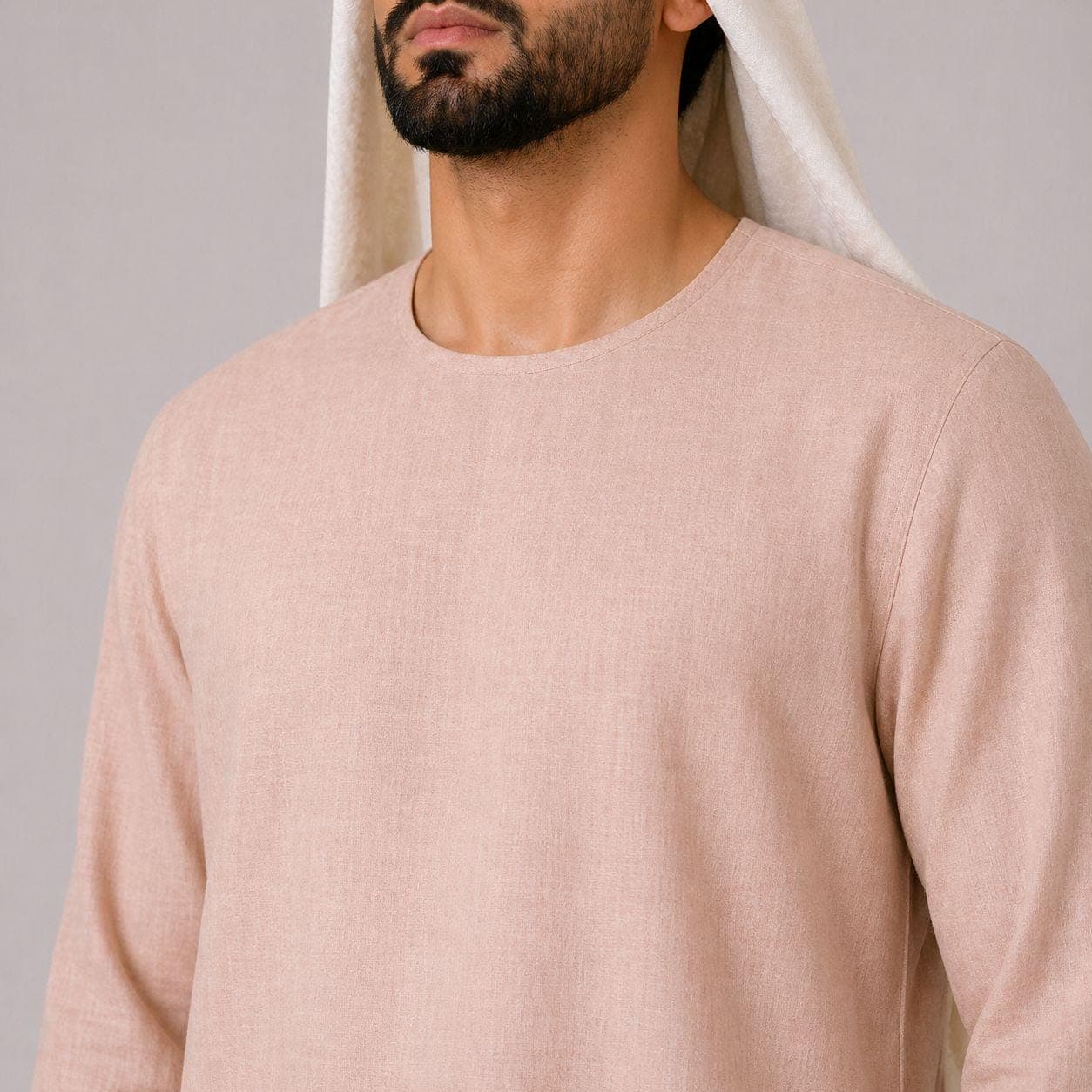 Belgian Linen Men's Thobe - Salmon Color - Men Abaya Dress - Middle Eastern Wear - Boy Kaftan - image 4