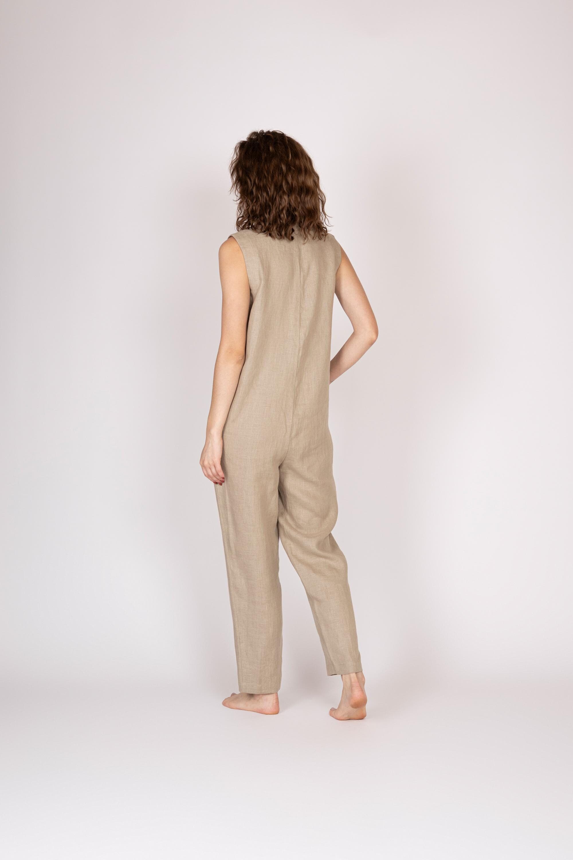 Belgian Linen Women's Romper - Natural Flax Jumpsuits for Her - Playsuits for Summer - 30 Colors - image 4