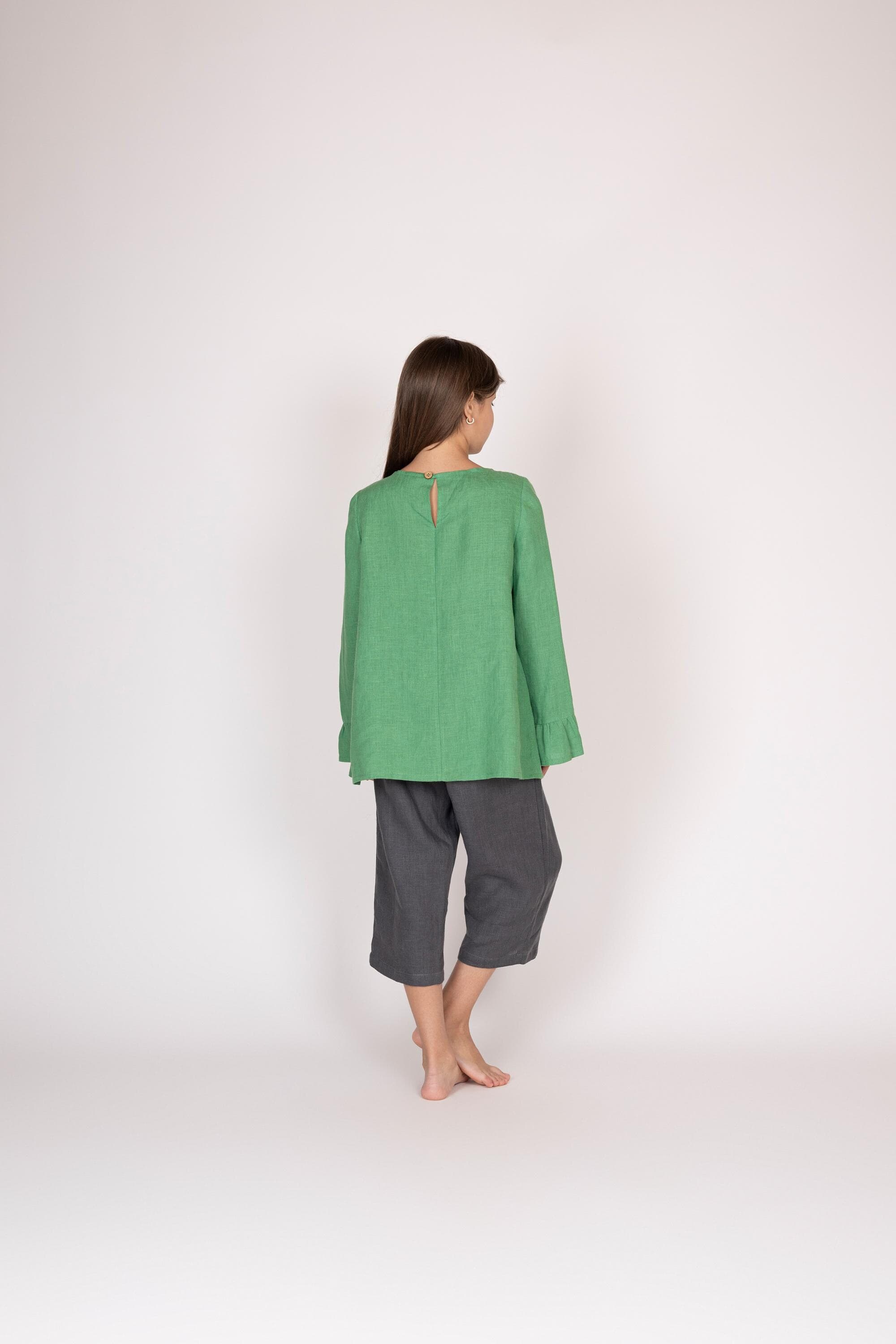 Belgian Linen Kids Oversized Shirt - Long Sleeve Shirts - A Style Full Size Tops - 30 Colors - image 4