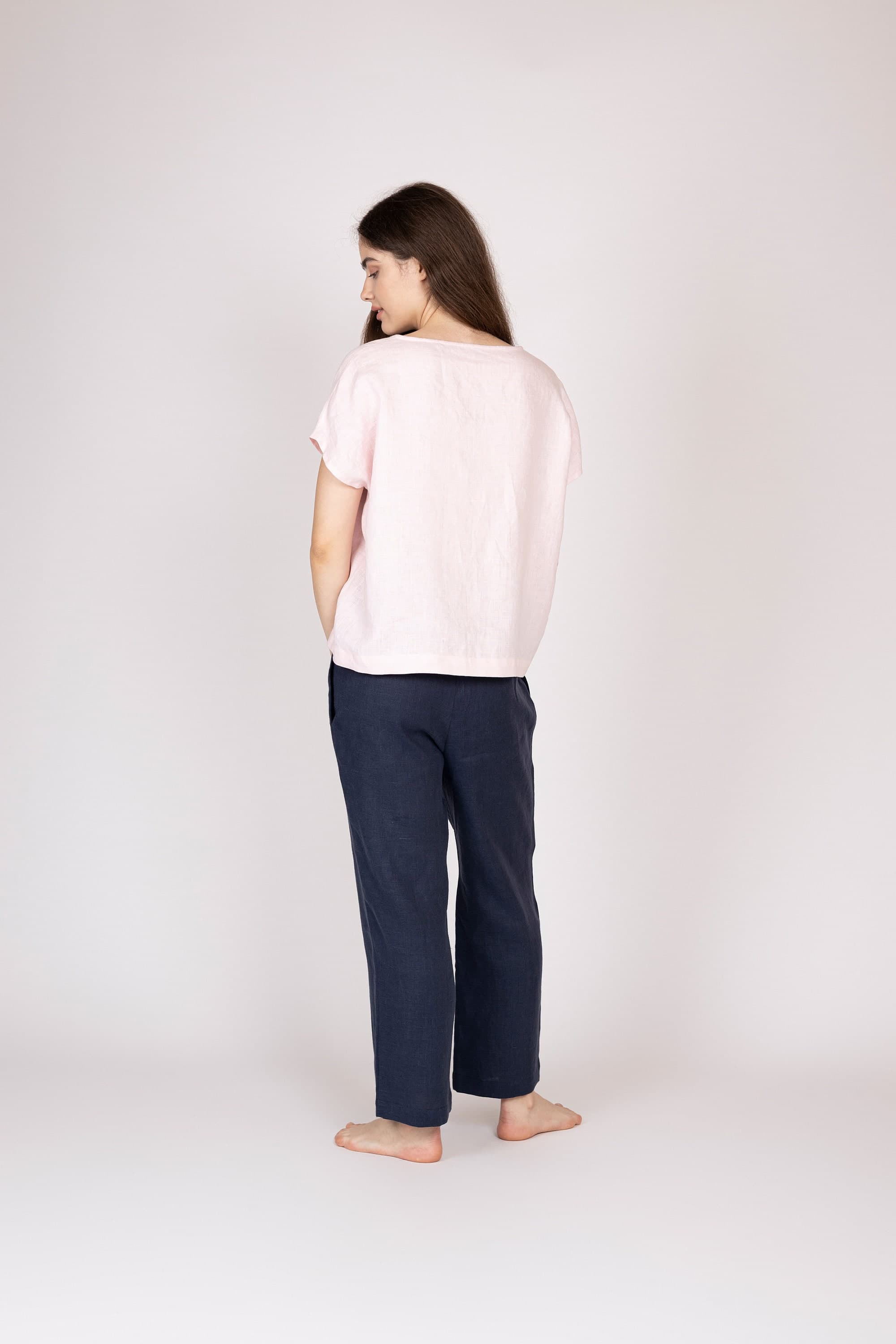 Belgian Linen Women's T-Shirt - Loose Summer Shirt - Basic Style Fit - 30 Colors - image 4