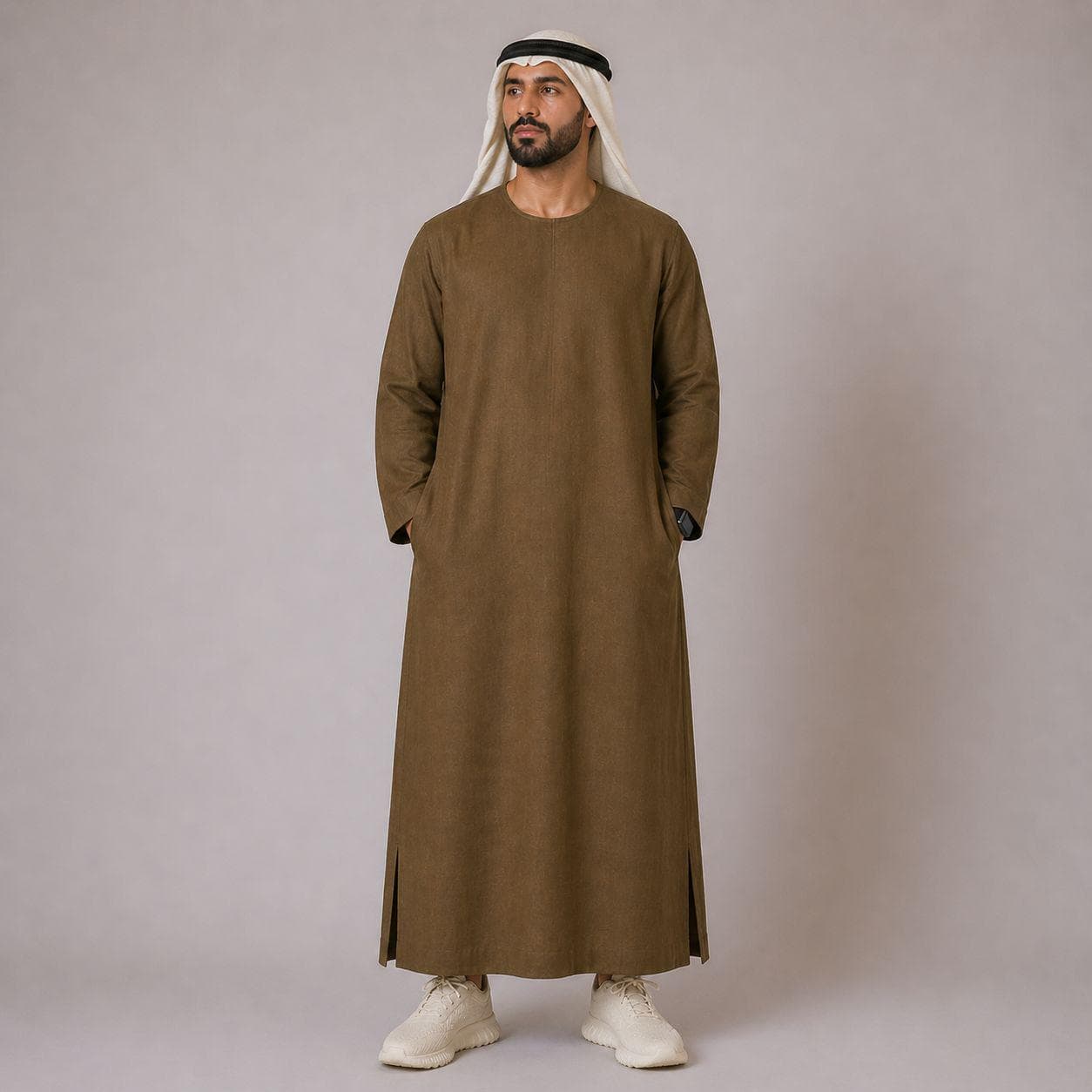 Belgian Linen Men's Thobe - White Color - Casual Dishdasha for Man - Prayer Outfit - Breathable Kaftan