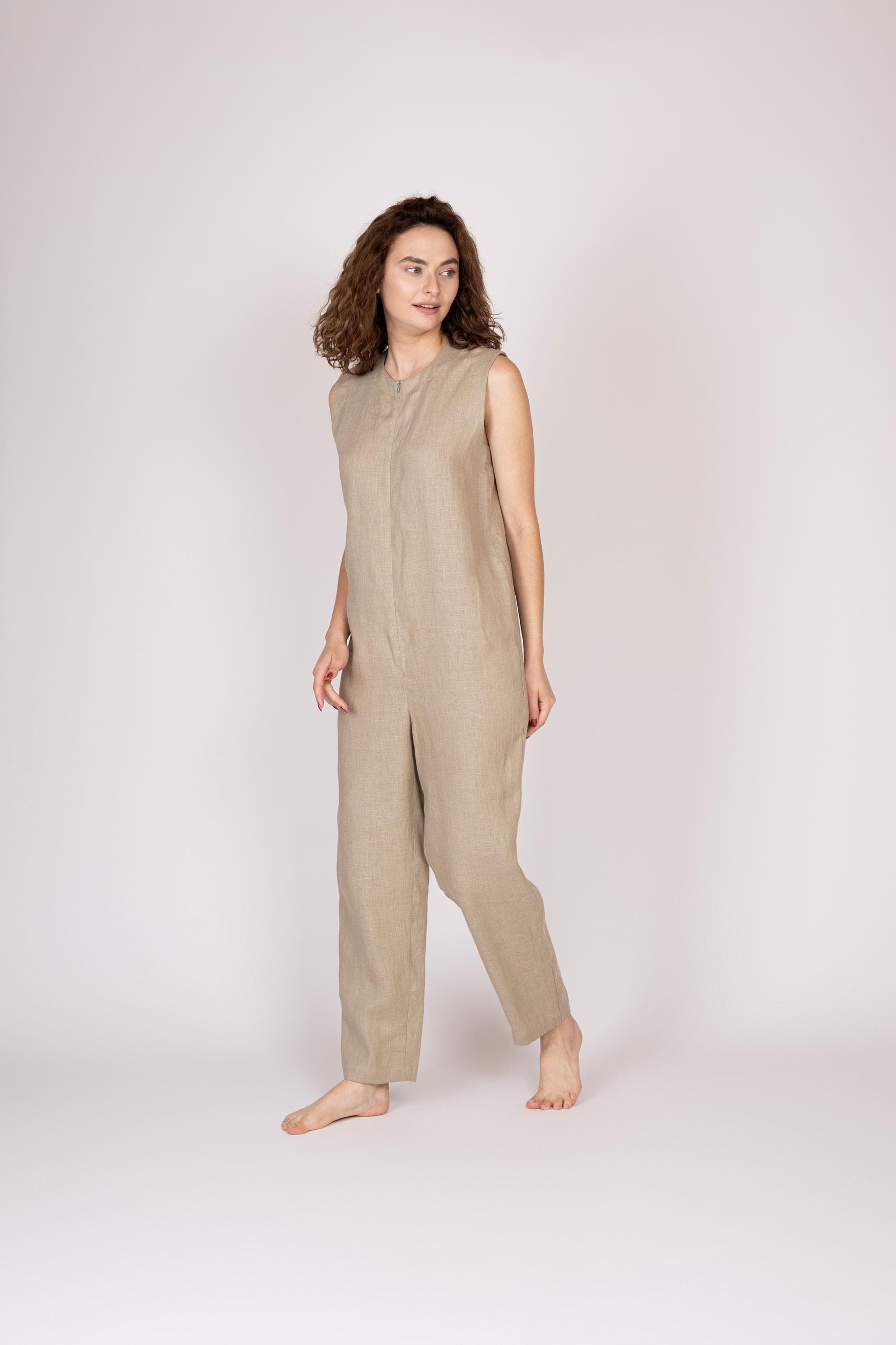 Belgian Linen Women's Romper - Natural Flax Jumpsuits for Her - Playsuits for Summer - 30 Colors - image 3