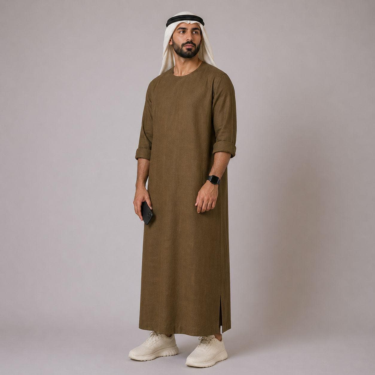 Belgian Linen Men's Thobe - White Color - Casual Dishdasha for Man - Prayer Outfit - Breathable Kaftan - image 3