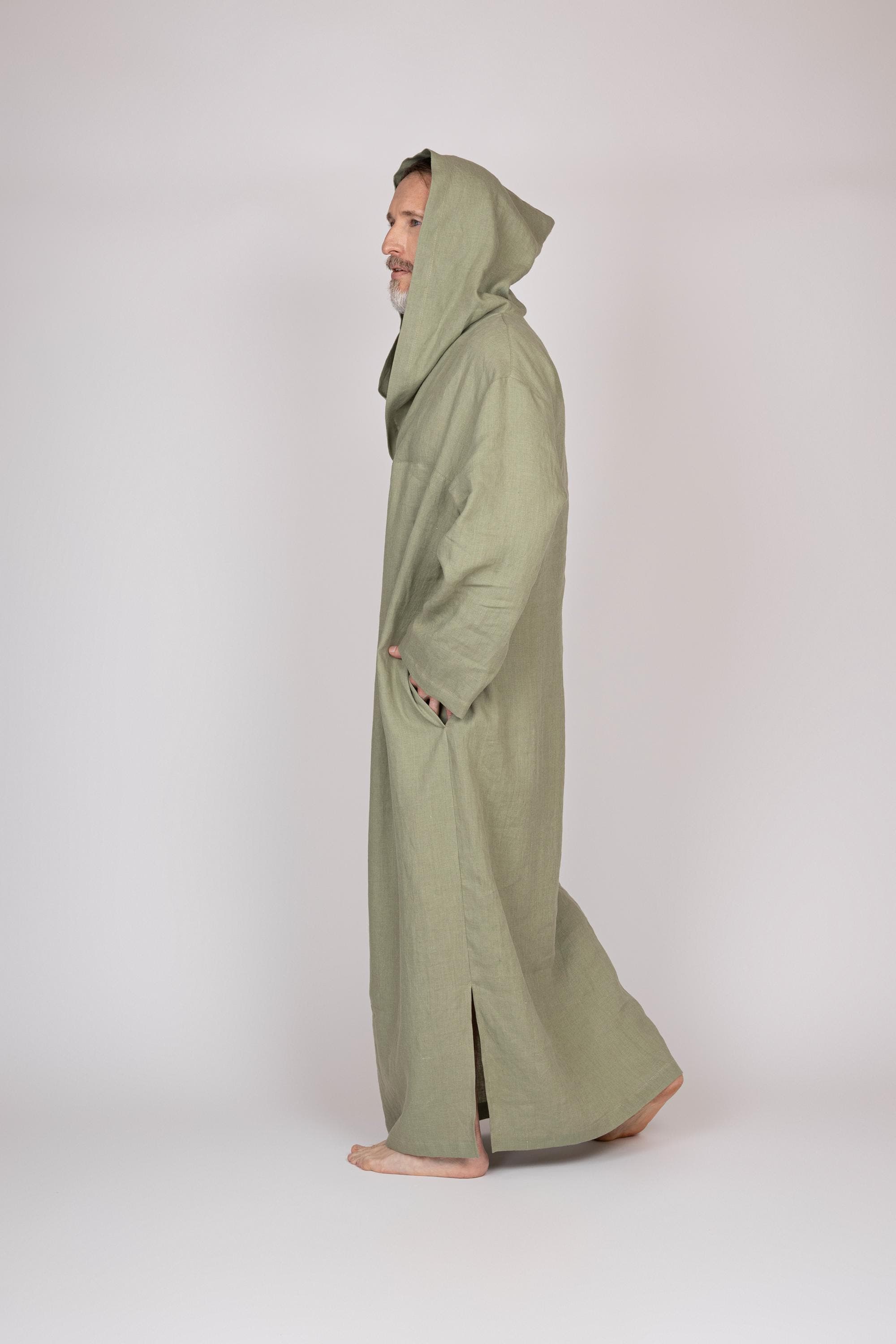Belgian Linen Men's Hooded Kaftan - European Flax Thobe - Islamic Clothing for Man - 30 Colors - image 4