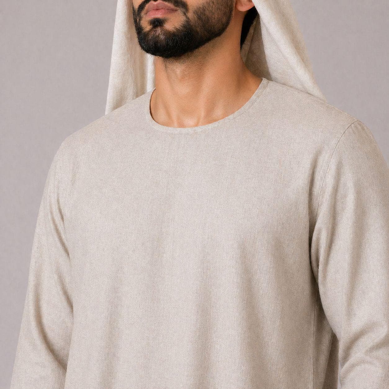 Belgian Linen Men's Thobe - Natural Color - Daily Wear Thobes - Street Style Kaftan - Handmade Kurtas - image 4