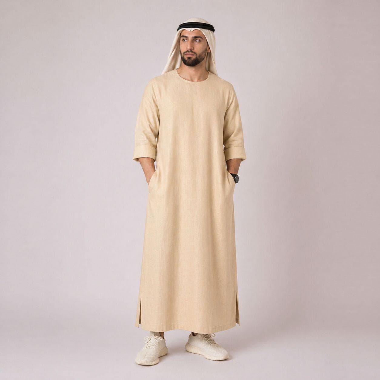 Belgian Linen Men's Kaftan - Summer Kurta - Men Thawb - Muslim Wear - Ethnic Wear - 30 Colors - image 4