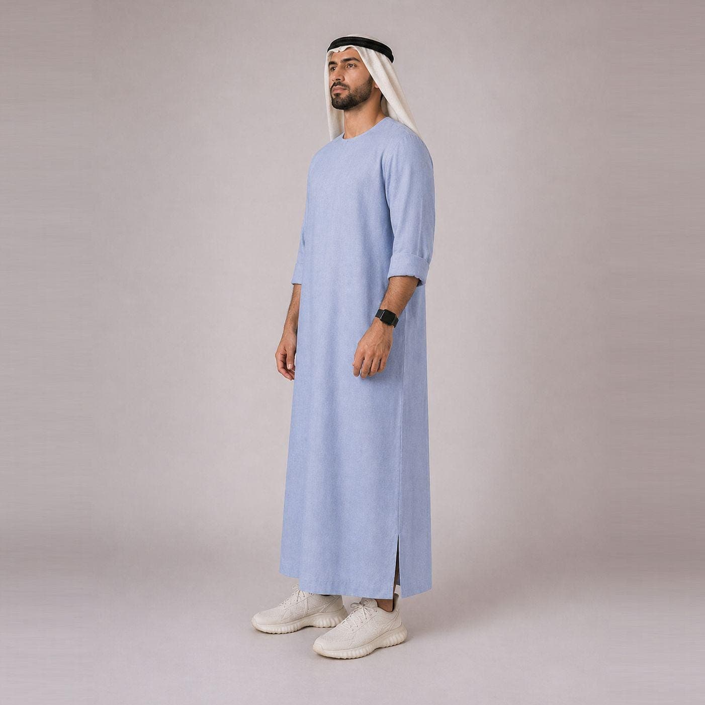 Belgian Linen Men's Thobe - Sky Color - Linen Dishdasha - Luxury Kurtas - Modest Eastern Menswear - image 4