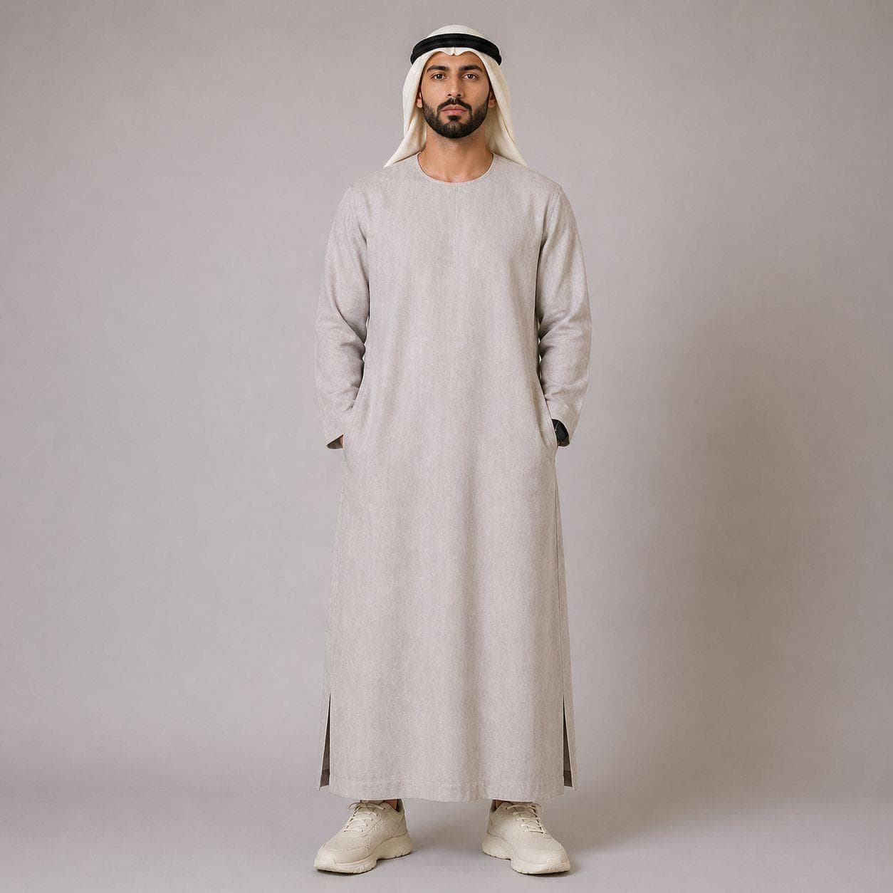 Belgian Linen Men's Thobe - Smoke Color - Linen Jubbah - Lightweight Thobes - Modest Menswear - Men Abaya - image 3