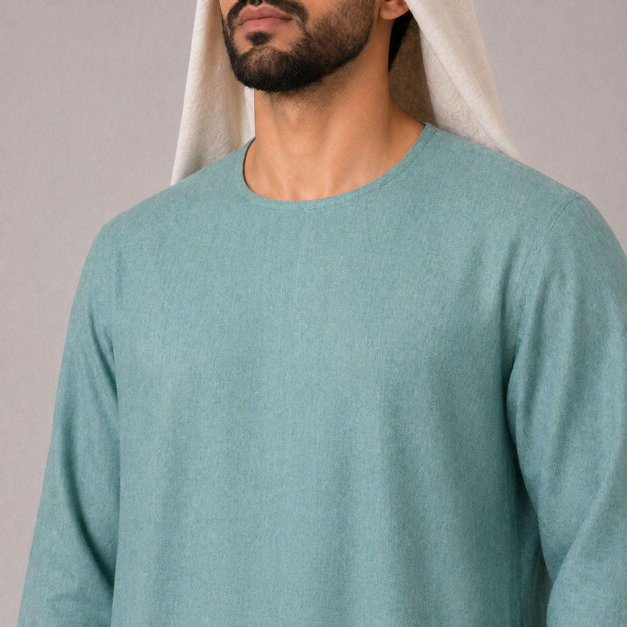 Belgian Linen Men's Thobe - Aquamarine Color - Long Jubba - Modern Thobes - Casual Abaya - Linen Thawb - image 4