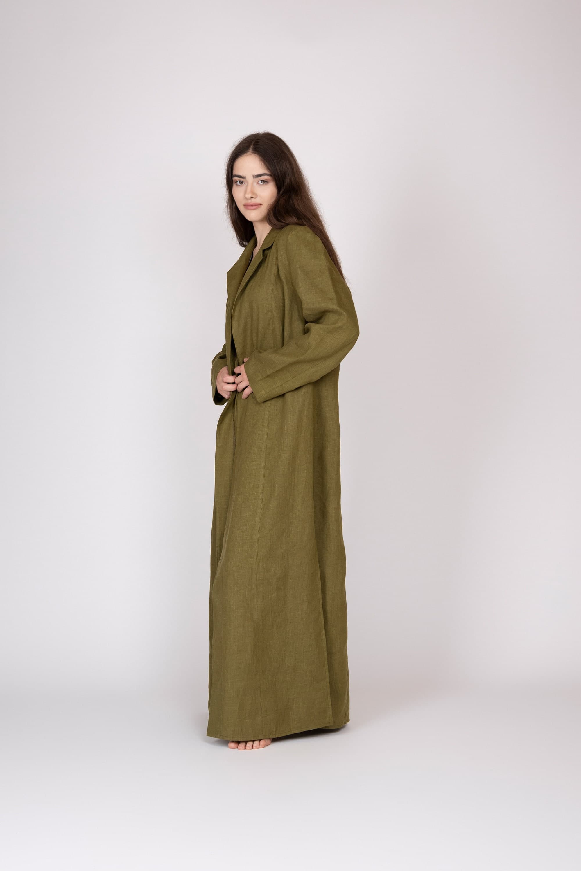Belgian Linen Women's Coat - Women Long Flax Jacket - Linen Robes for Girls - 30 Colors - image 4