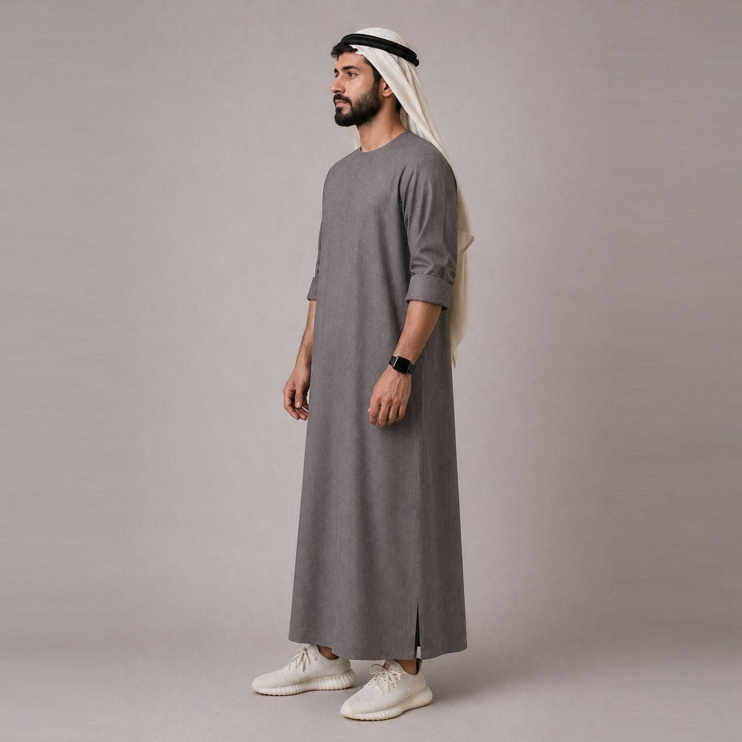 Belgian Linen Men's Thobe - Silver Color - Flax Jubba Man - Vacation Kurta - Summer Kaftan Jubba - image 3