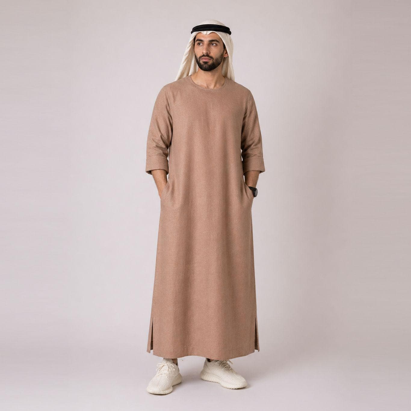 Belgian Linen Men's Kaftan - Dubai Kurta - Long Thobe - Brown Jubba - Saudi Fashion - 30 Colors
