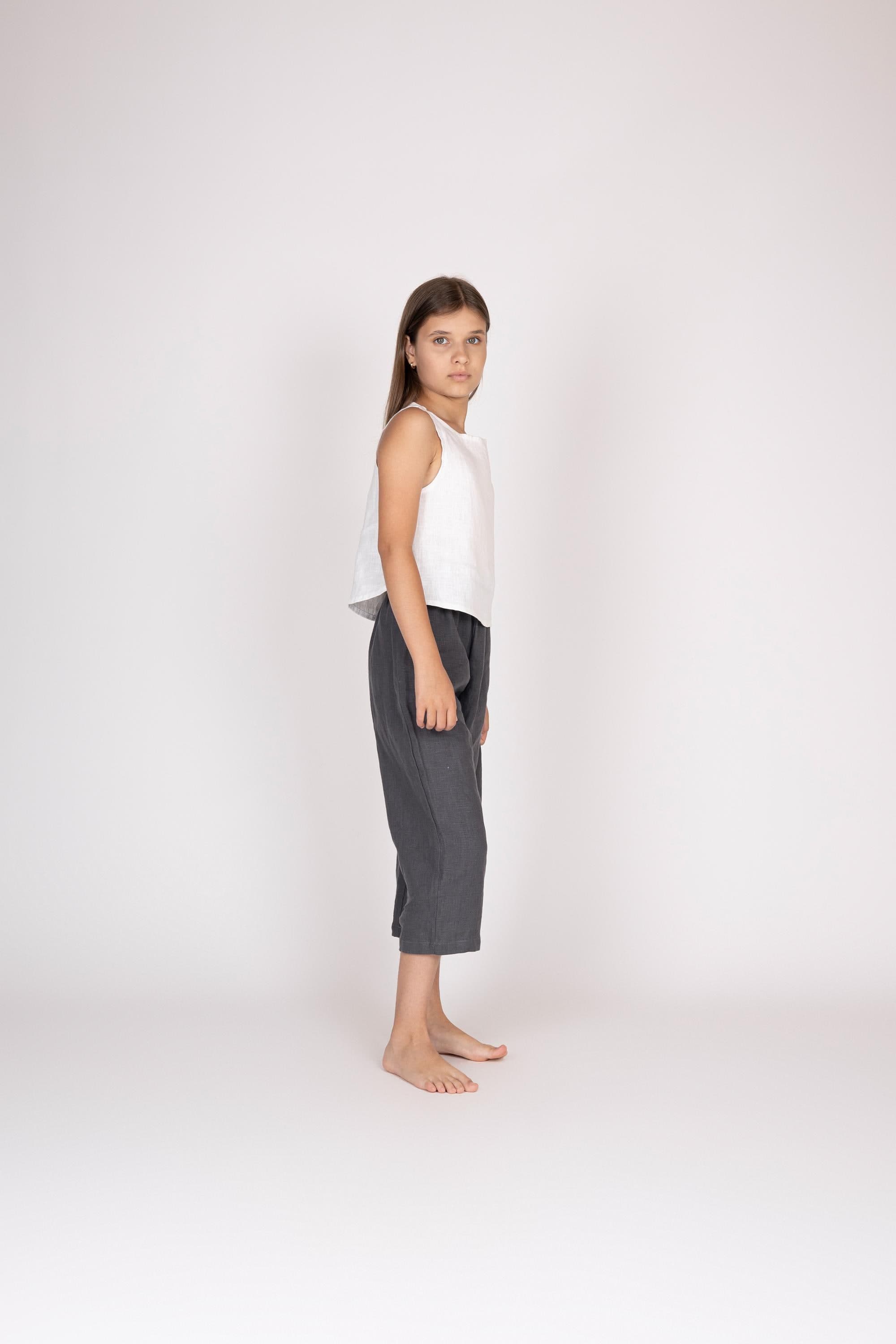 Belgian Linen Kids' Tee - Simple Tops for Children - Comfortable Fit - Customizable - 30 Colors - image 3