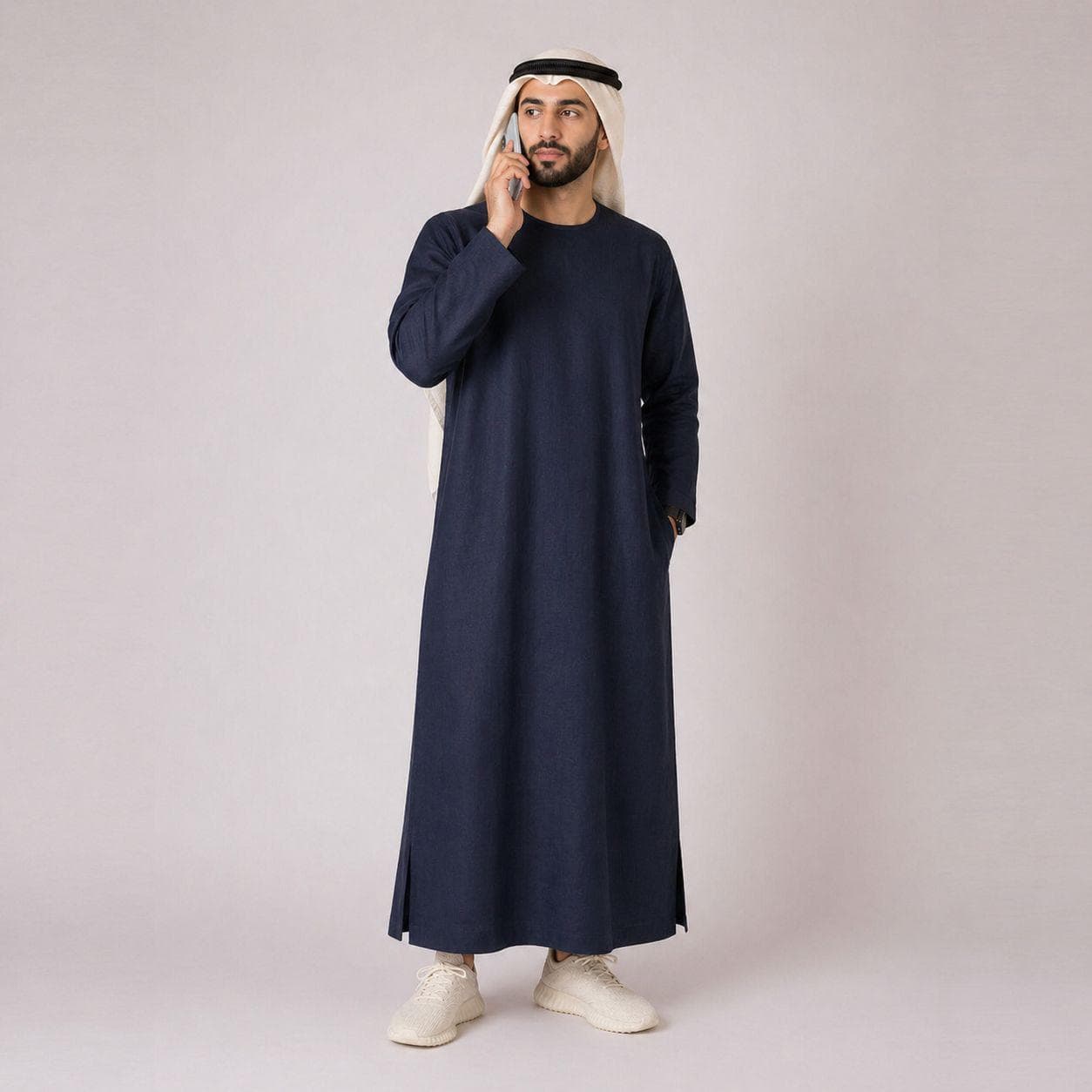 Belgian Linen Men's Kaftan - Royal Navy Kurta Thawb - Muslim Outfit - Men Abaya - 30 Colors