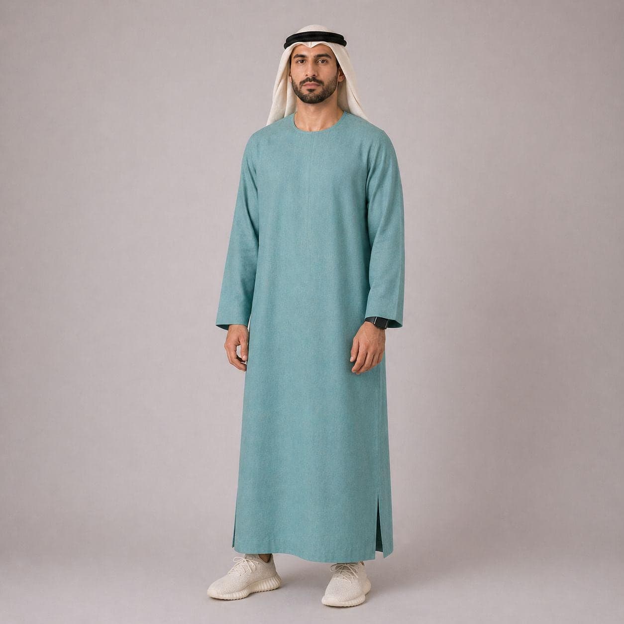 Belgian Linen Men's Thobe - Aquamarine Color - Long Jubba - Modern Thobes - Casual Abaya - Linen Thawb - image 3