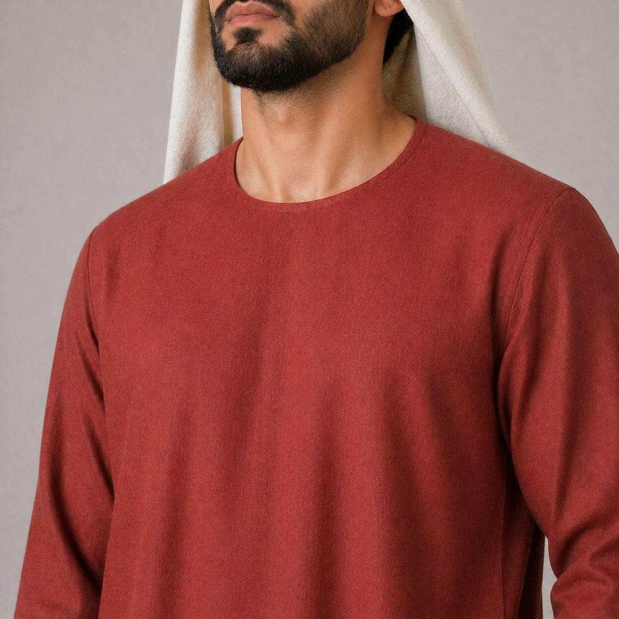Belgian Linen Men's Thobe - Terracotta Color - Artisan Kaftan - Street Style Thobe - Comfort Kurta Men - image 4