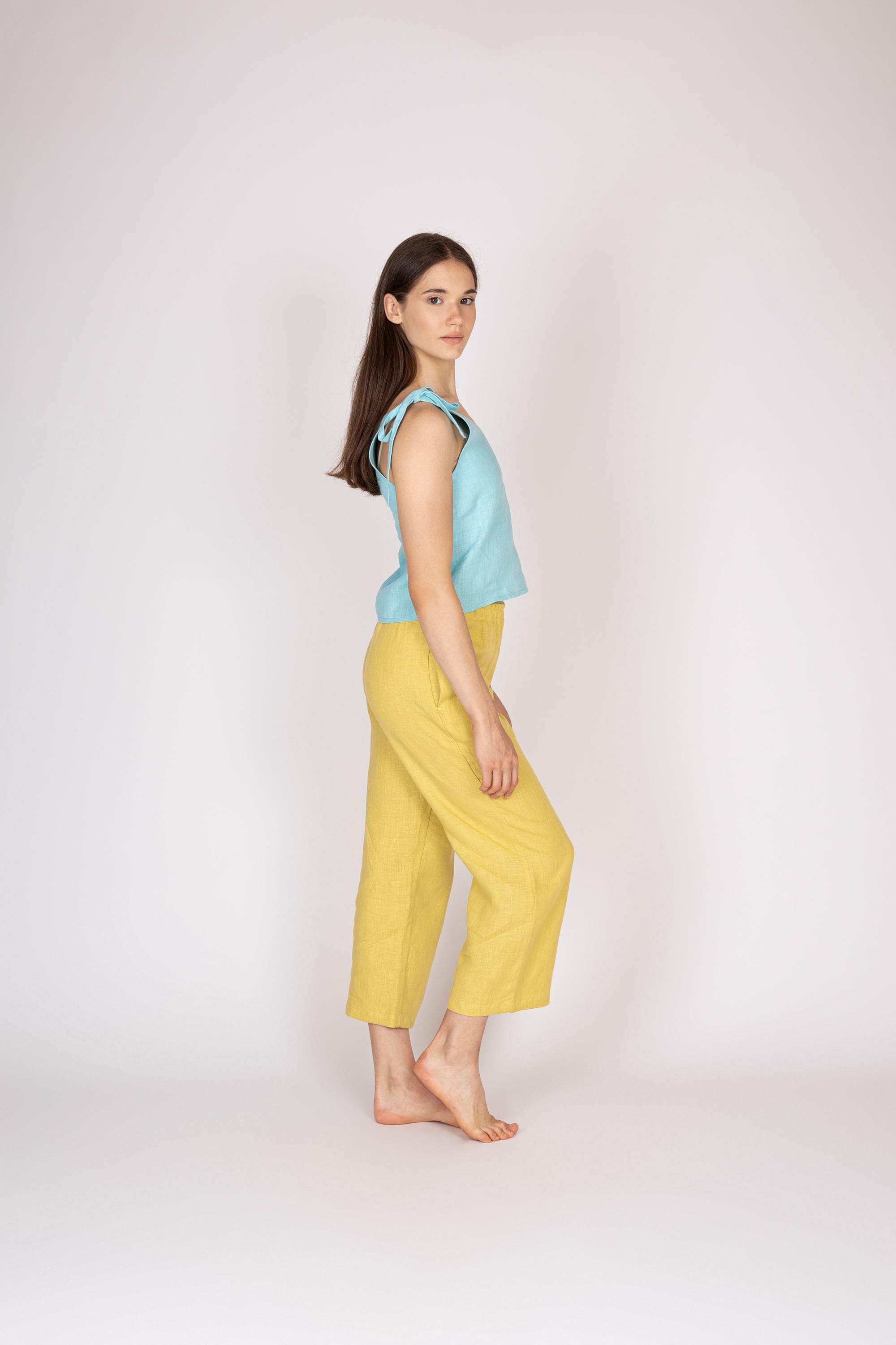 Belgian Linen Girls' Top - Sleeveless Crop Top for Teens - Just Tops - 30 Colors - image 3