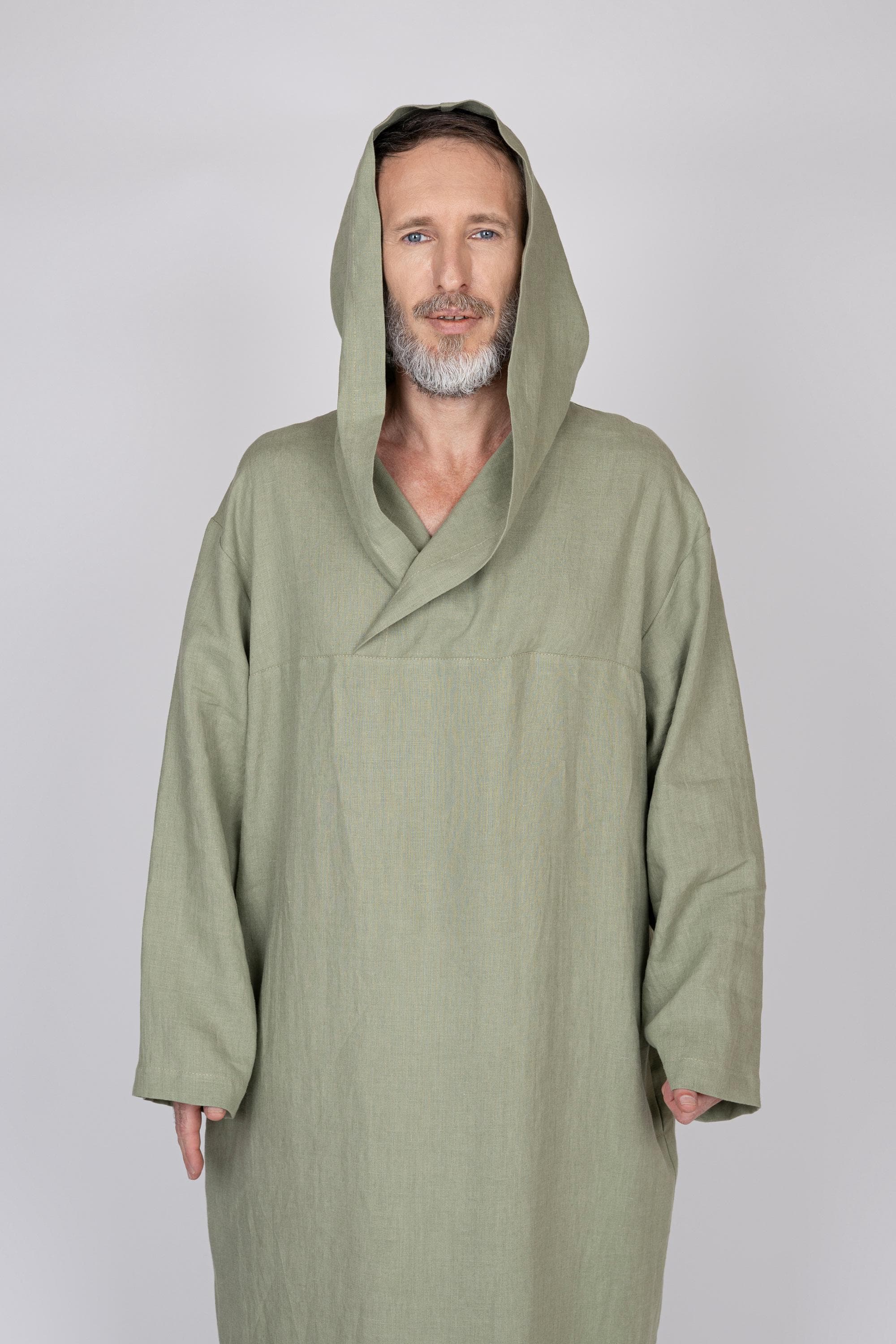Belgian Linen Men's Hooded Kaftan - European Flax Thobe - Islamic Clothing for Man - 30 Colors - image 5