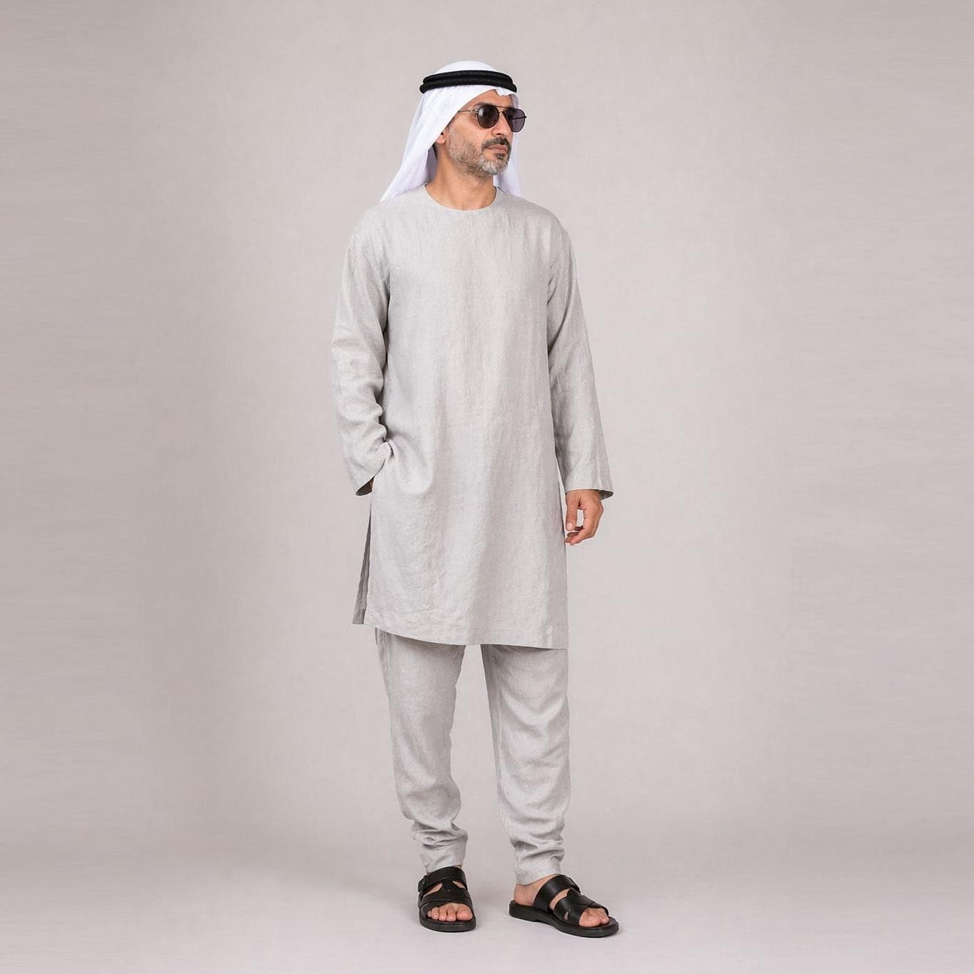 Belgian Linen Men's Arab Thobe - Emirati Kandura - Lightweight Thobe - Gulf Style Thobes - 30 Colors - image 3