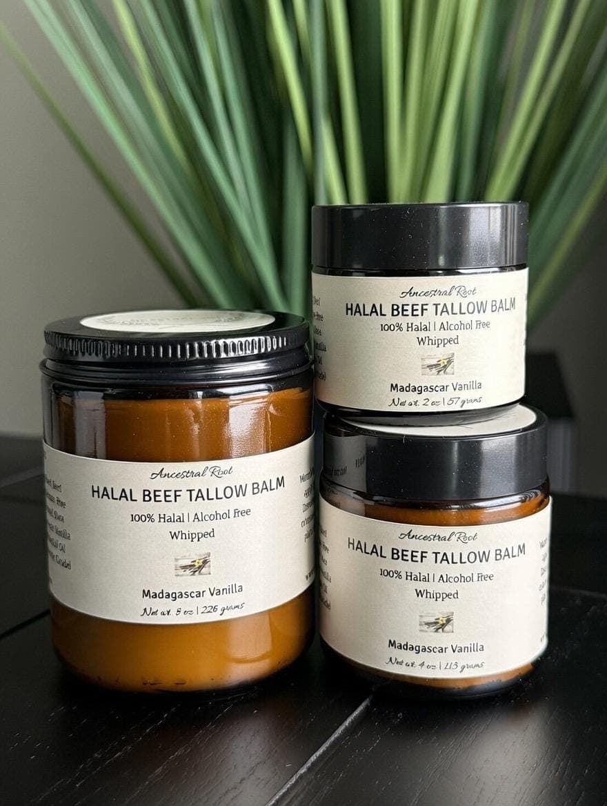 Vanilla Tallow Balm | Halal Grass-Fed/Finished Beef Tallow | Madagascar Vanilla bean | Raw Shea Butter | Cold-Pressed Jojoba Oil