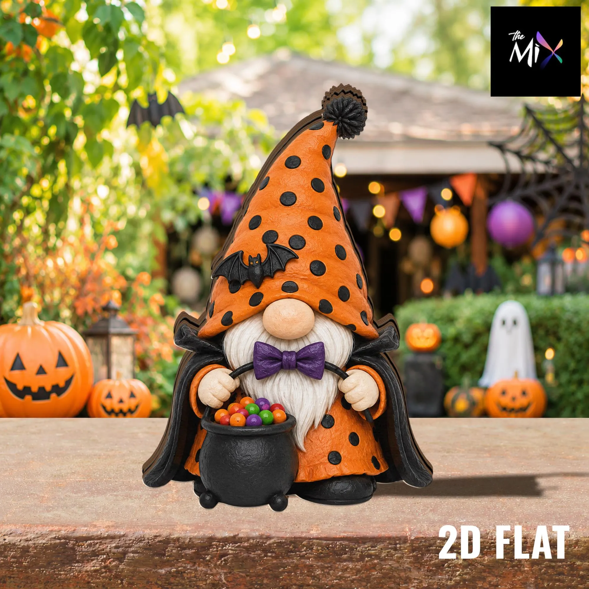 Halloween Gnome Wooden Block Set, Spooky Witch Pumpkin Ghost Wizard Decoration - image 3