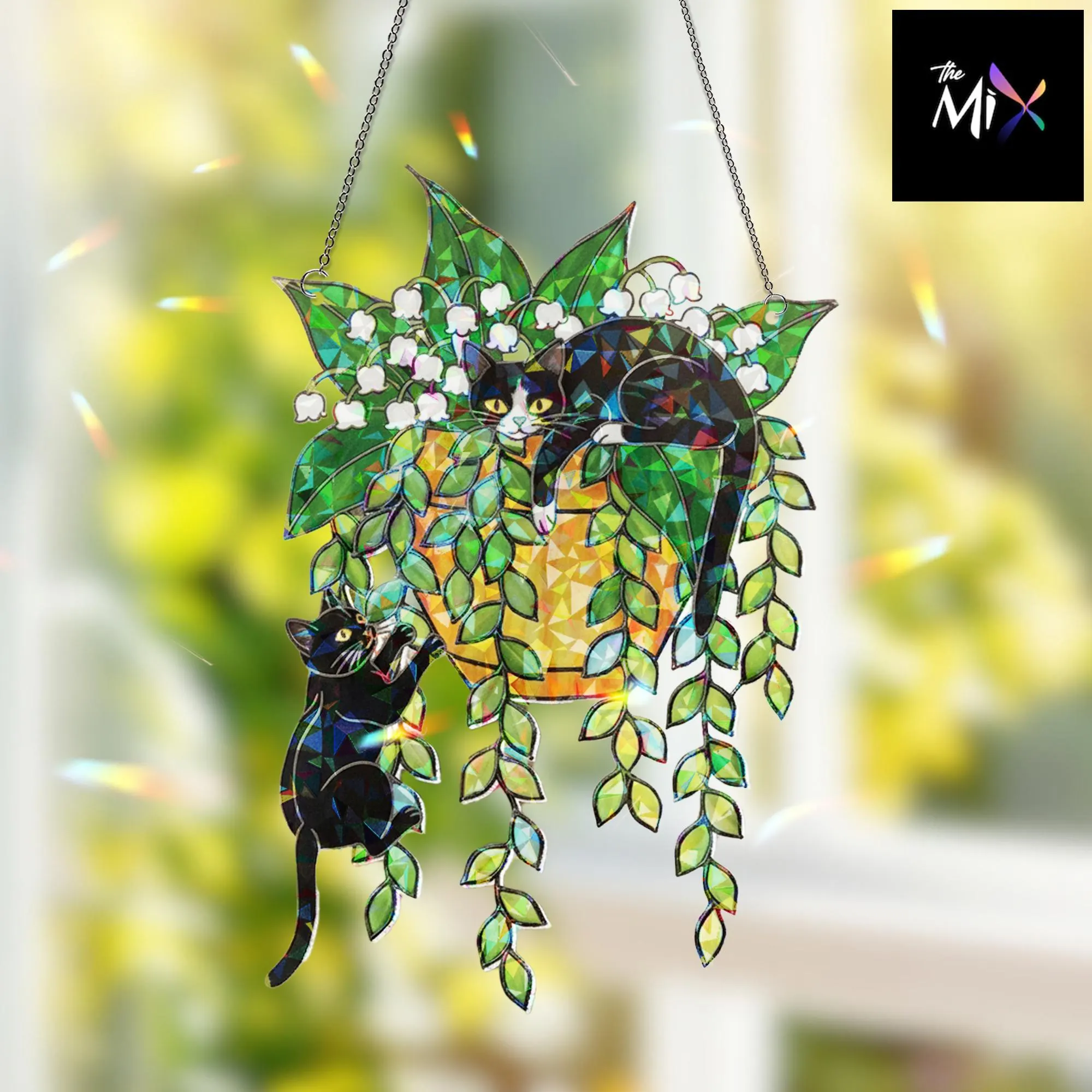 Hologram Cat Suncatcher, Plant Window Hanging, Cat Lover Decor - image 3