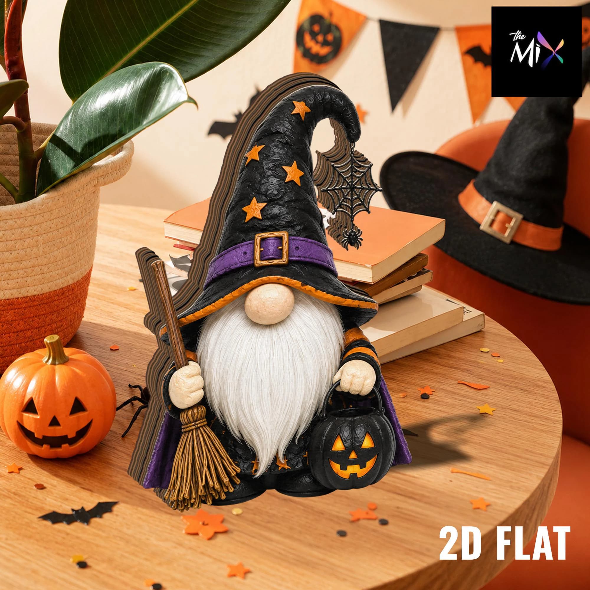 Halloween Gnome Wooden Block Set, Spooky Witch Pumpkin Ghost Wizard Decoration - image 5