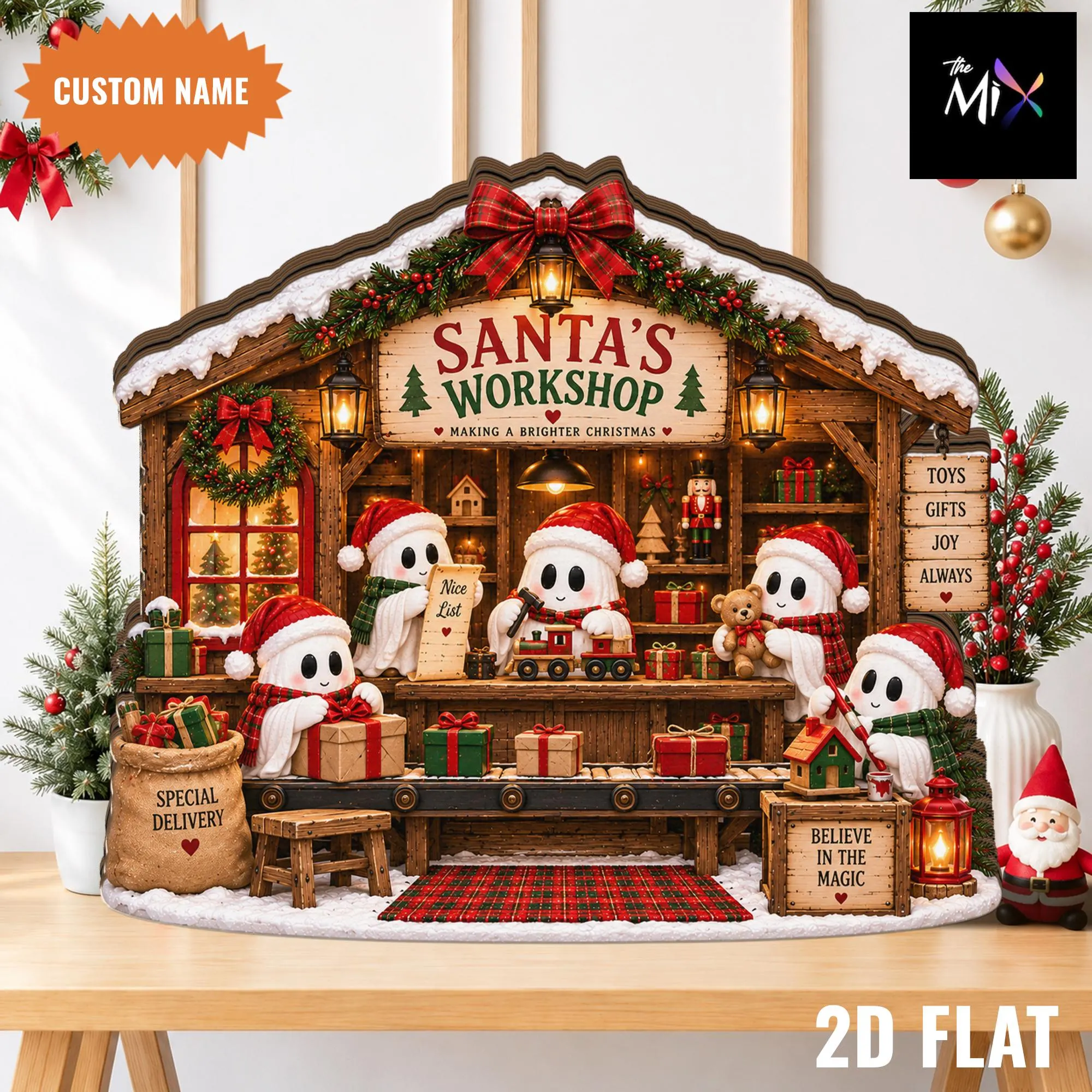 Christmas Santa Workshop Wooden Block, Christmas Workshop Sign, Holiday Toy Shop Decor, Christmas Home Decor - image 3